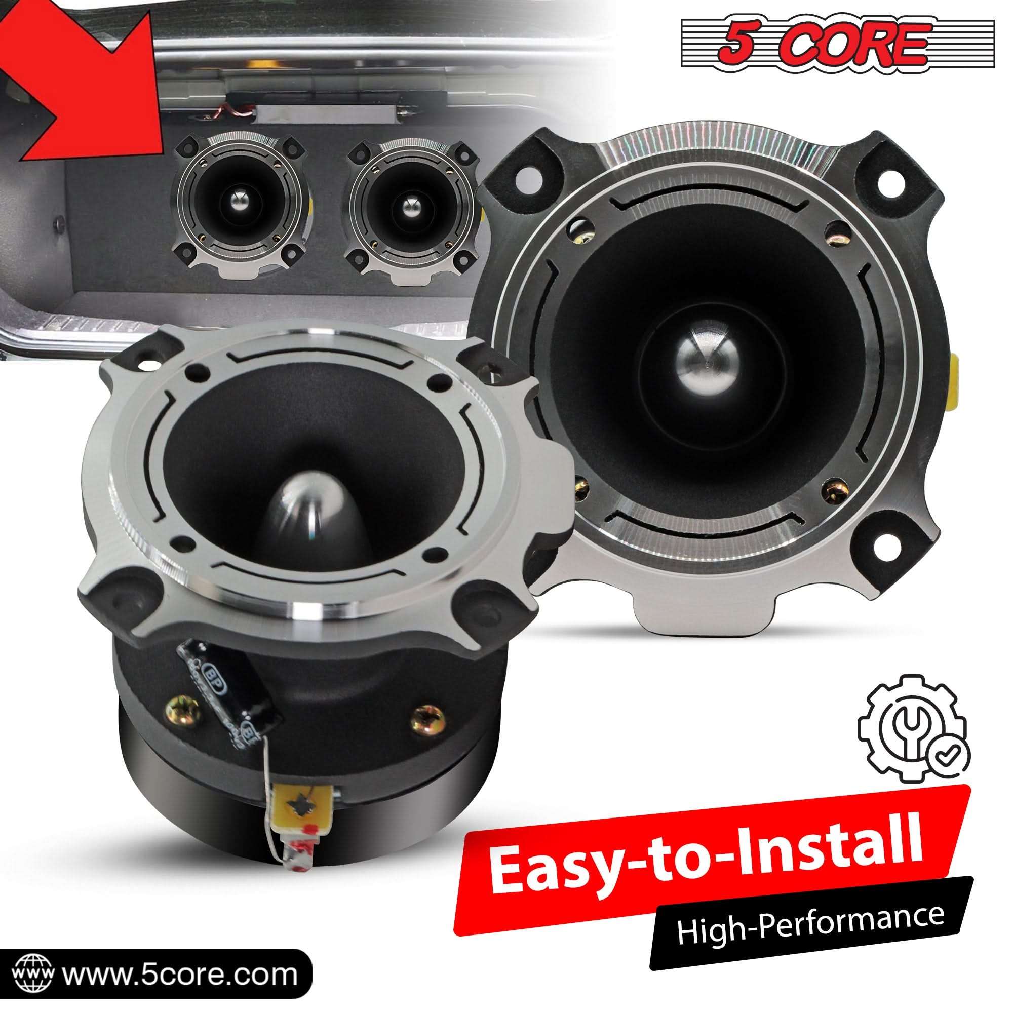 5Core Tweeters Speakers Car Audio Pair 600W Peak 3.5 Inch Super Bullet Tuiters Para Sonido Para Carro