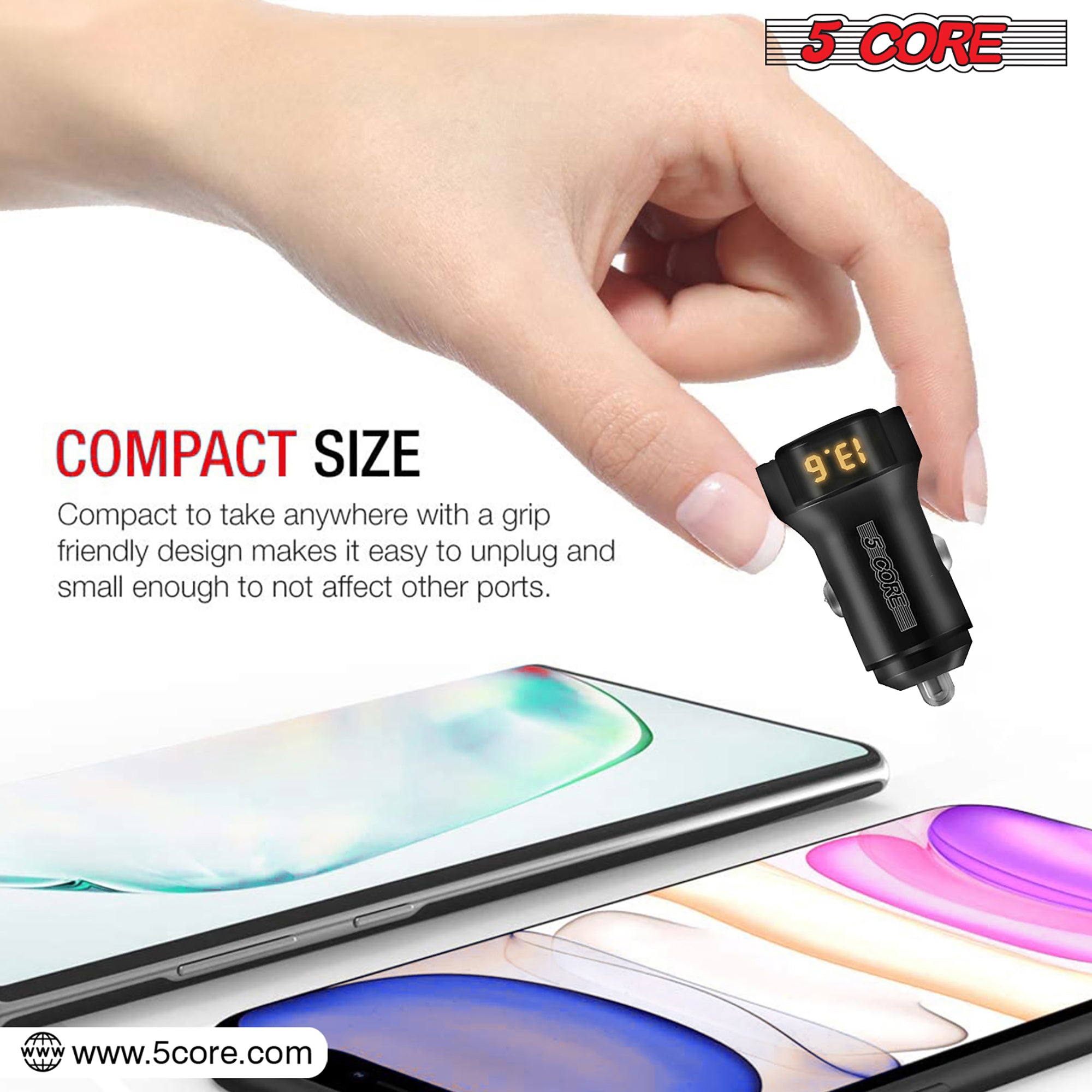 AINOPE Red Small 4.8A All Metal Car Charger Compatible With IPhone/Samsung