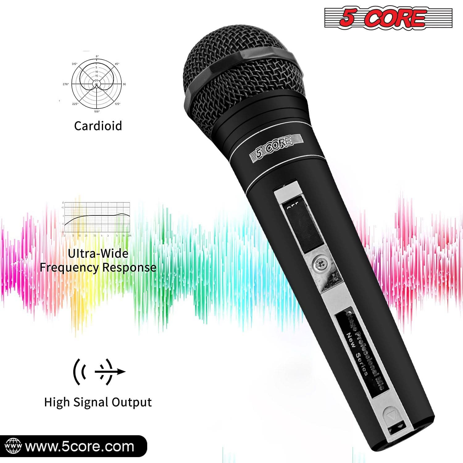 5Core XLR Microphone Dynamic Mic Karaoke Singing Studio Mics Handheld Microfono