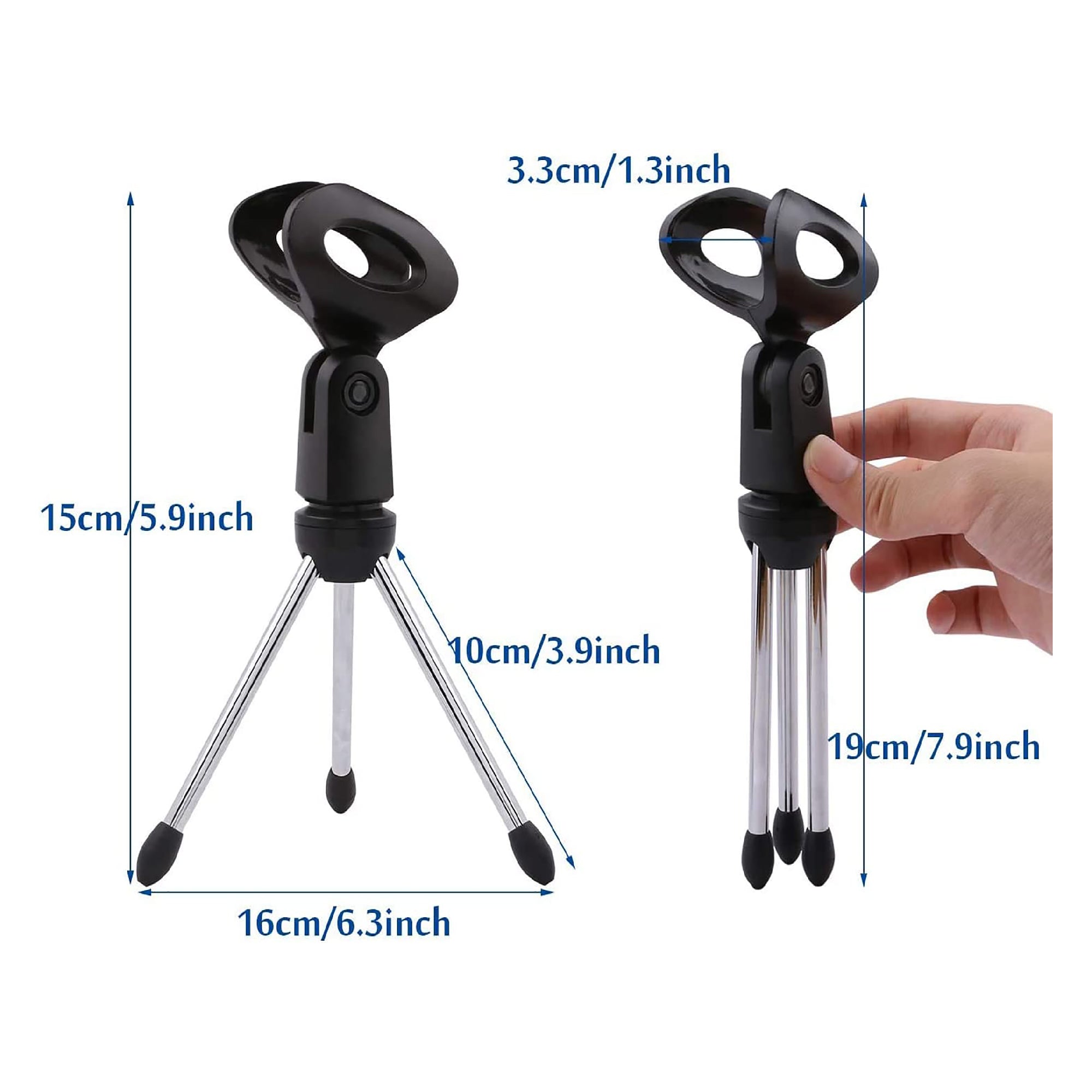 5 Core Universal Small Desktop Microphone Stand 1 Piece Adjustable Mic Clip Tabletop Mic Stand For Dynamic Wired Microphone Like Samson Q2U Shure SM58 SM57 PGA48 PGA58 - MINI TRIPOD MIC STAND