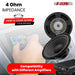 4-ohm impedance speaker, designed for efficient power usage and high-quality audio performance in car audio systems