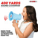 Mini megaphone with 400 yards coverage, perfect for kids' events and outdoor activities.