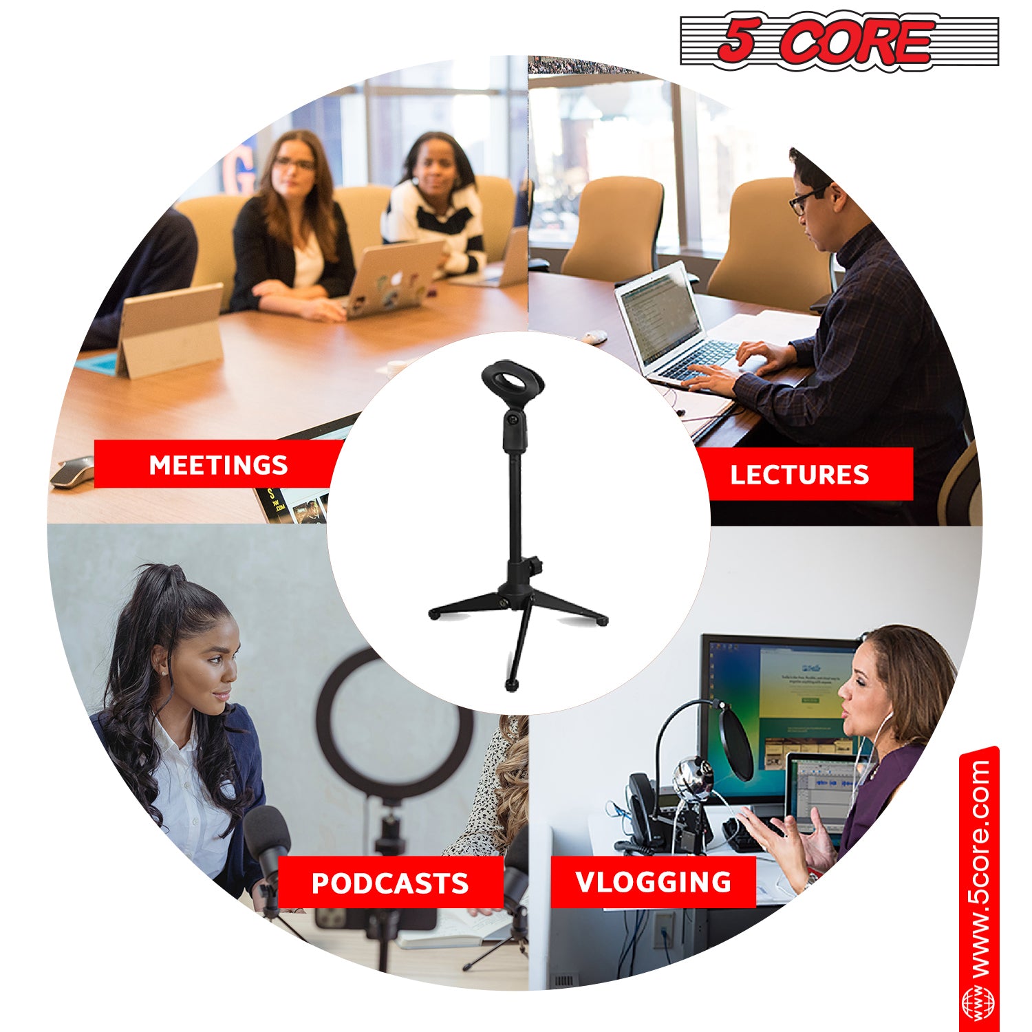 5 Core Adjustable Tripod Mic Stand: Ideal for Desktop and Table Top Use