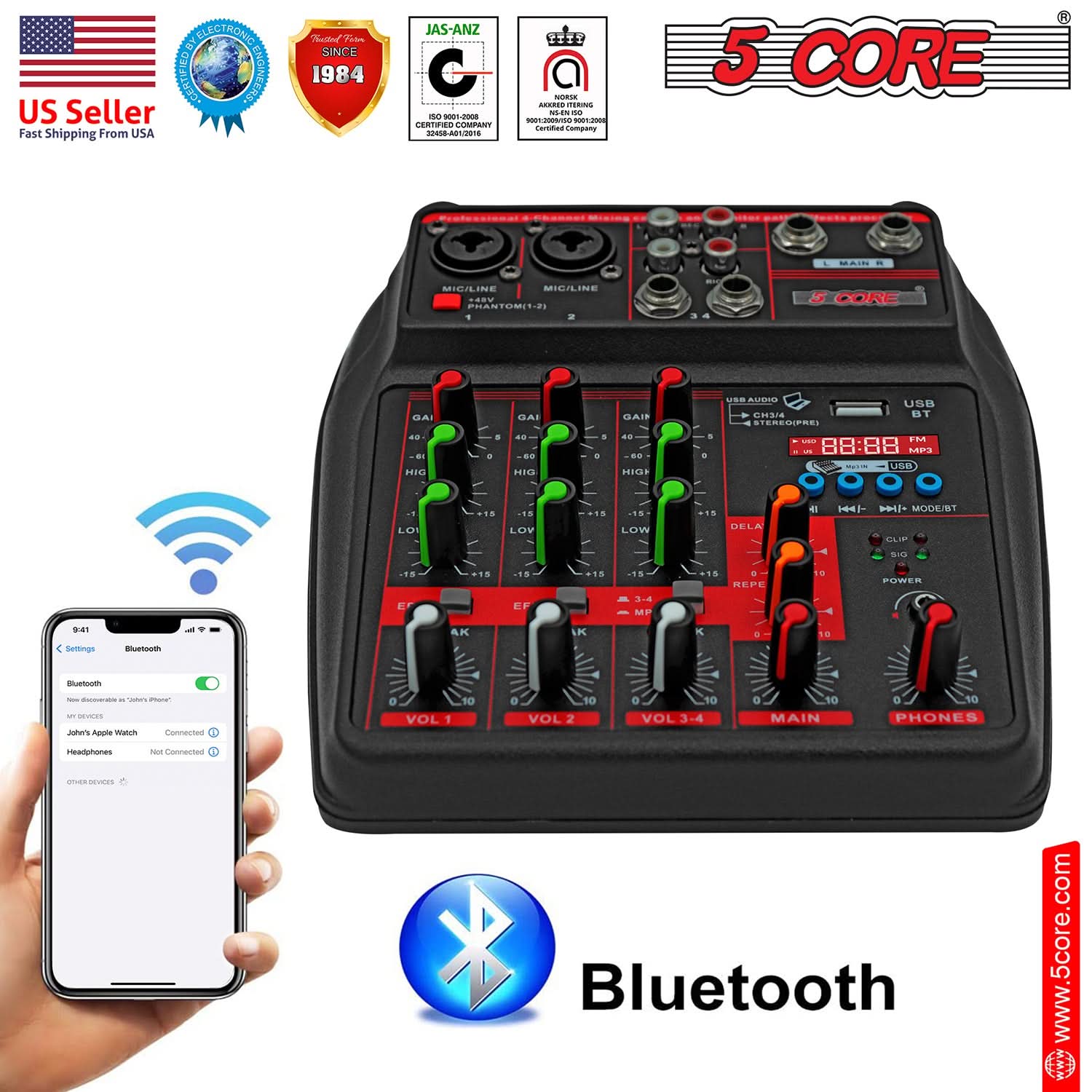 Experience seamless audio control with our mixing board, now featuring advanced Bluetooth connectivity for effortless integration