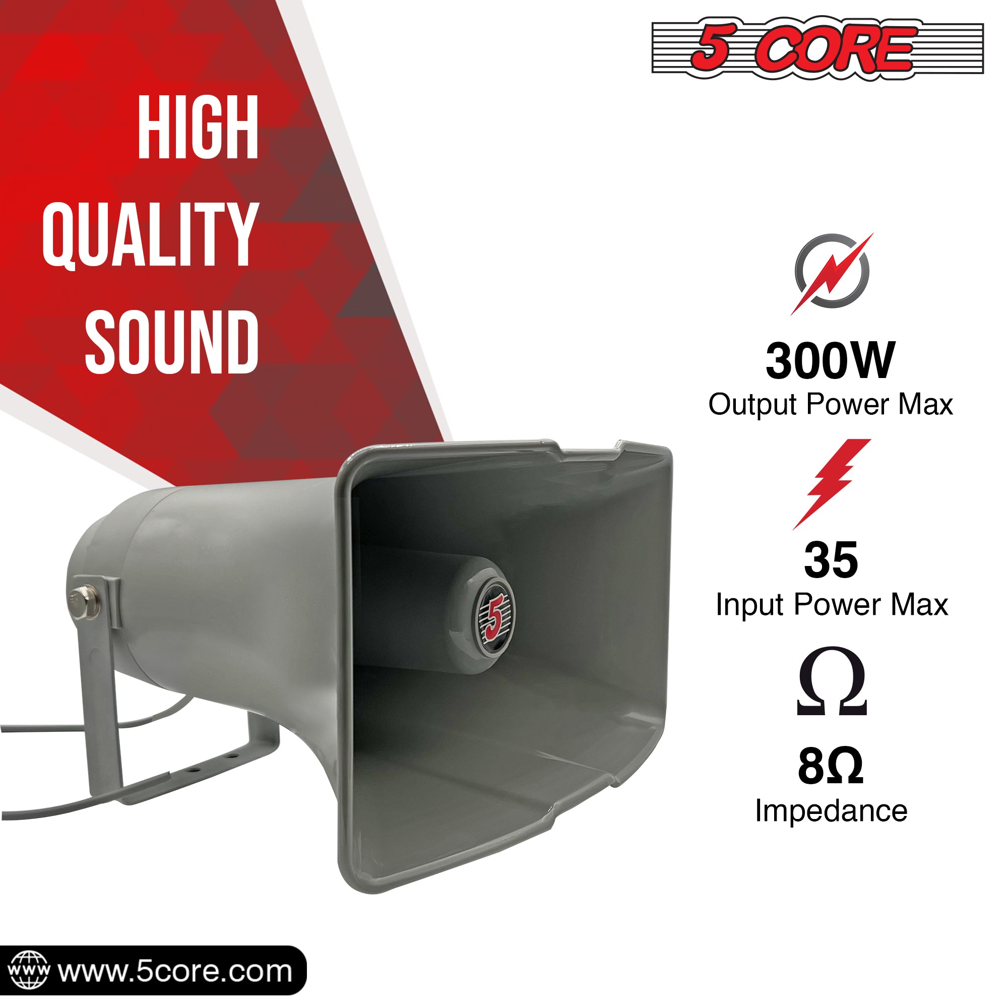 5 Core PA Speaker System Outdoor Loudspeaker System 35W Power Horns Waterproof Weatherproof 8 Ohm P A Speaker For Cb Ice Cream Truck Car - SUH-300 1Pc