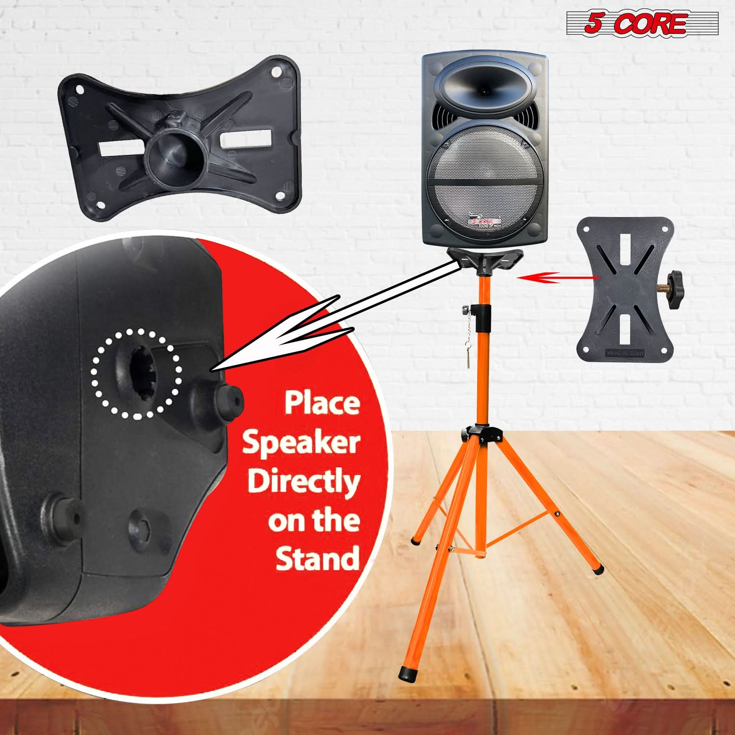 5Core Speaker Stand Tripod Tall Adjustable 72 Inch DJ Studio Monitor Stands Pole Mount