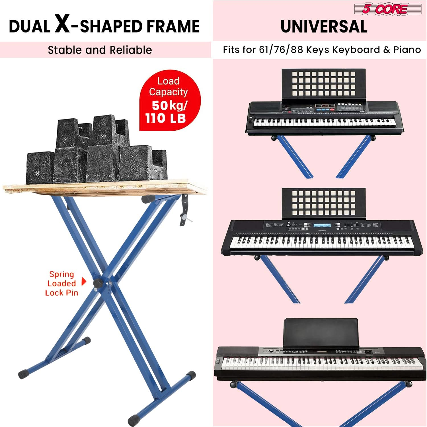 110 LBS load capacity of our electric piano stand