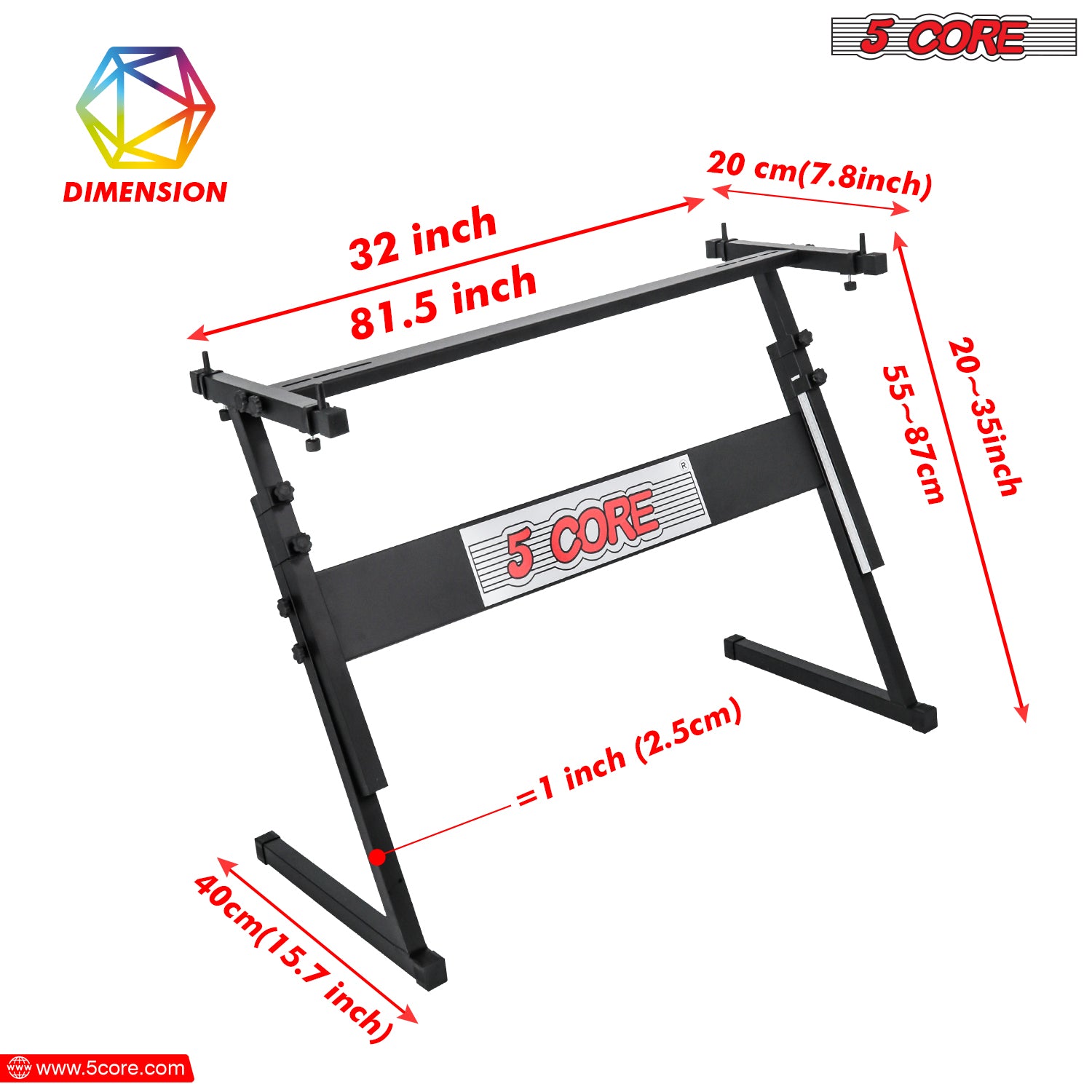 5 Core Keyboard Stand Z Style Height Adjustable Sturdy Piano Riser Lift Holder Stands BLACK