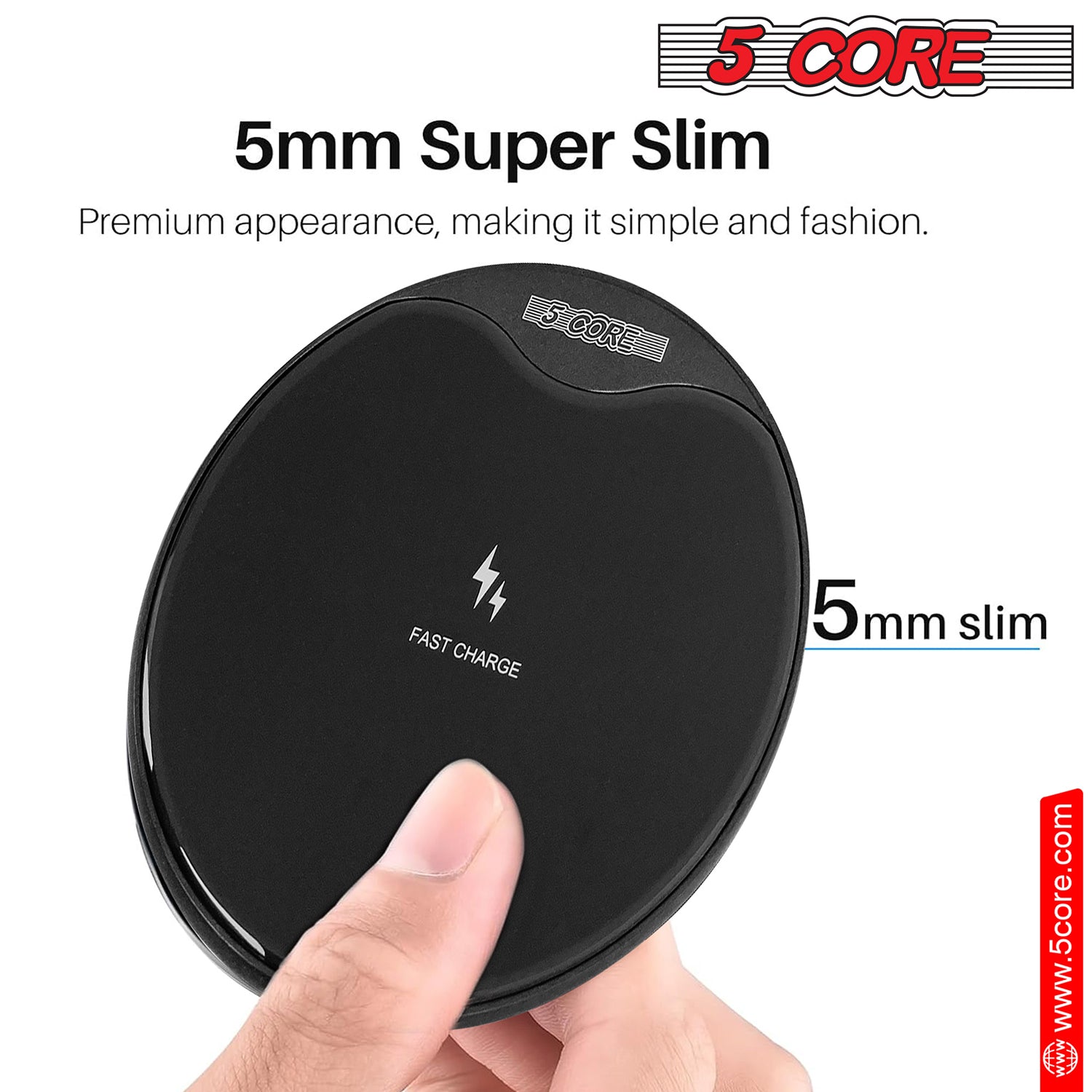 5Core Wireless Charging Pad 15W Qi-Certified Fast Phone Charging Mat Cargador Inalámbrico Para