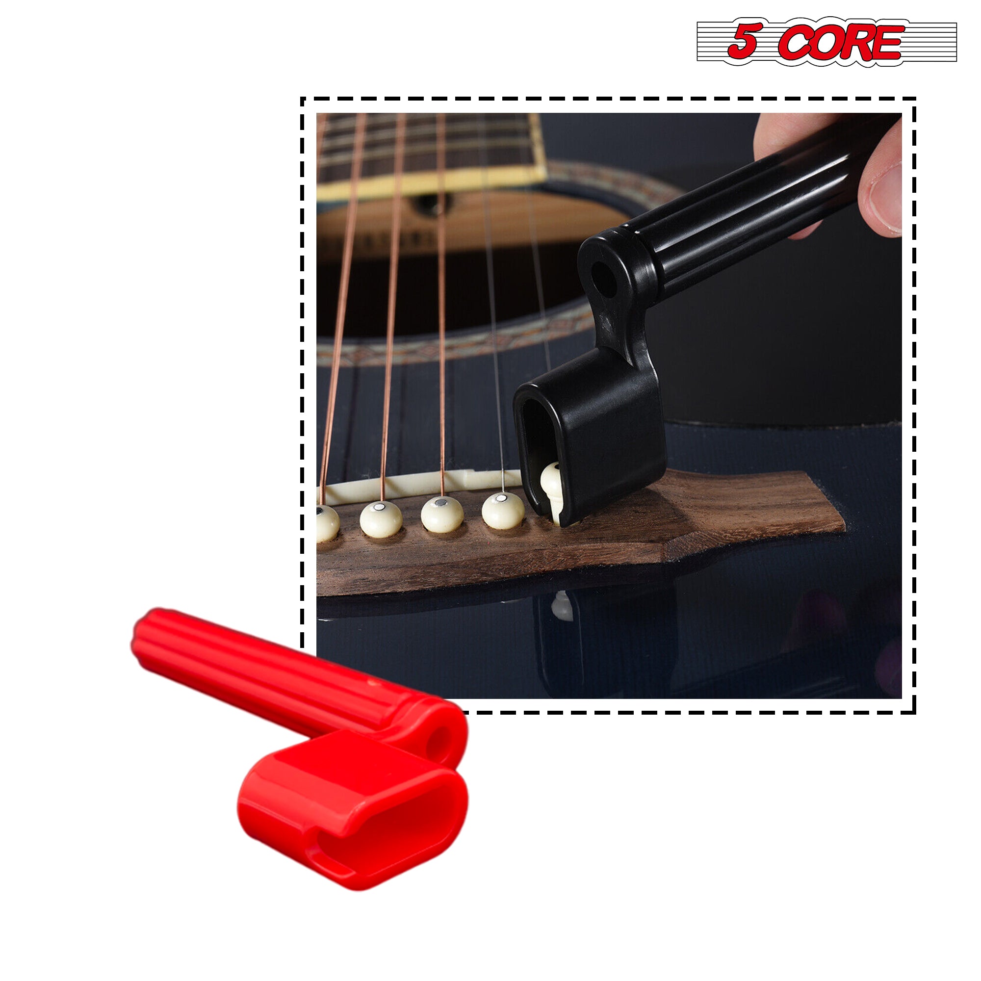 5 Core Guitar String Winder 6Pack Peg Winder Bridge Pin Tools for Acoustic Classical Electric Guitar