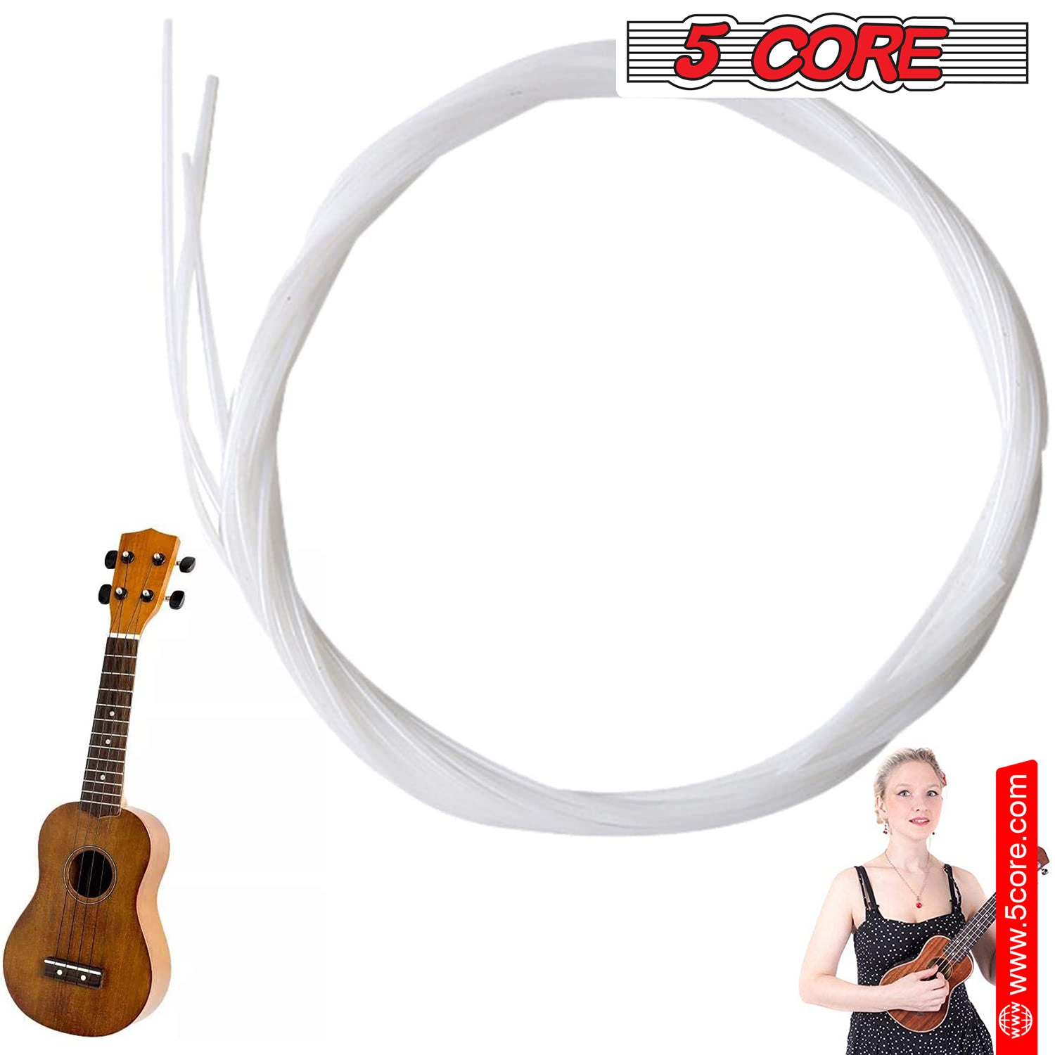 5Core Ukulele Strings Nylon  w Deep Bright Tone  Consistent Feel  Reliable Durability Uku String