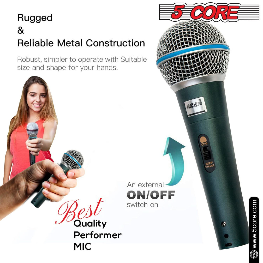 High-Quality XLR Mic - 5Core Dynamic Cardioid Microfono for Singing