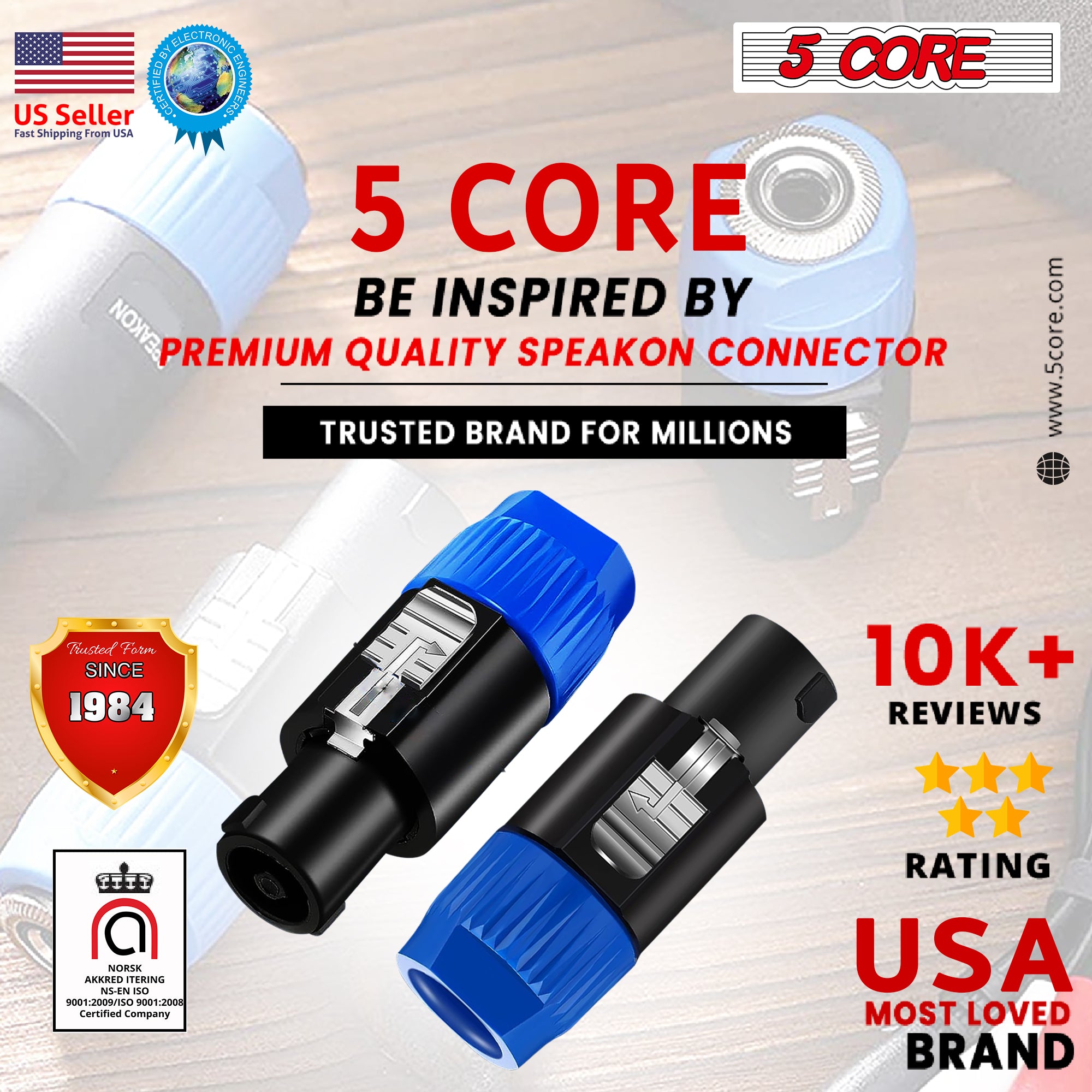5 Core Speakon Adapter High Quality Audio Jack Male Audio Pin  Speaker Adapter Connector