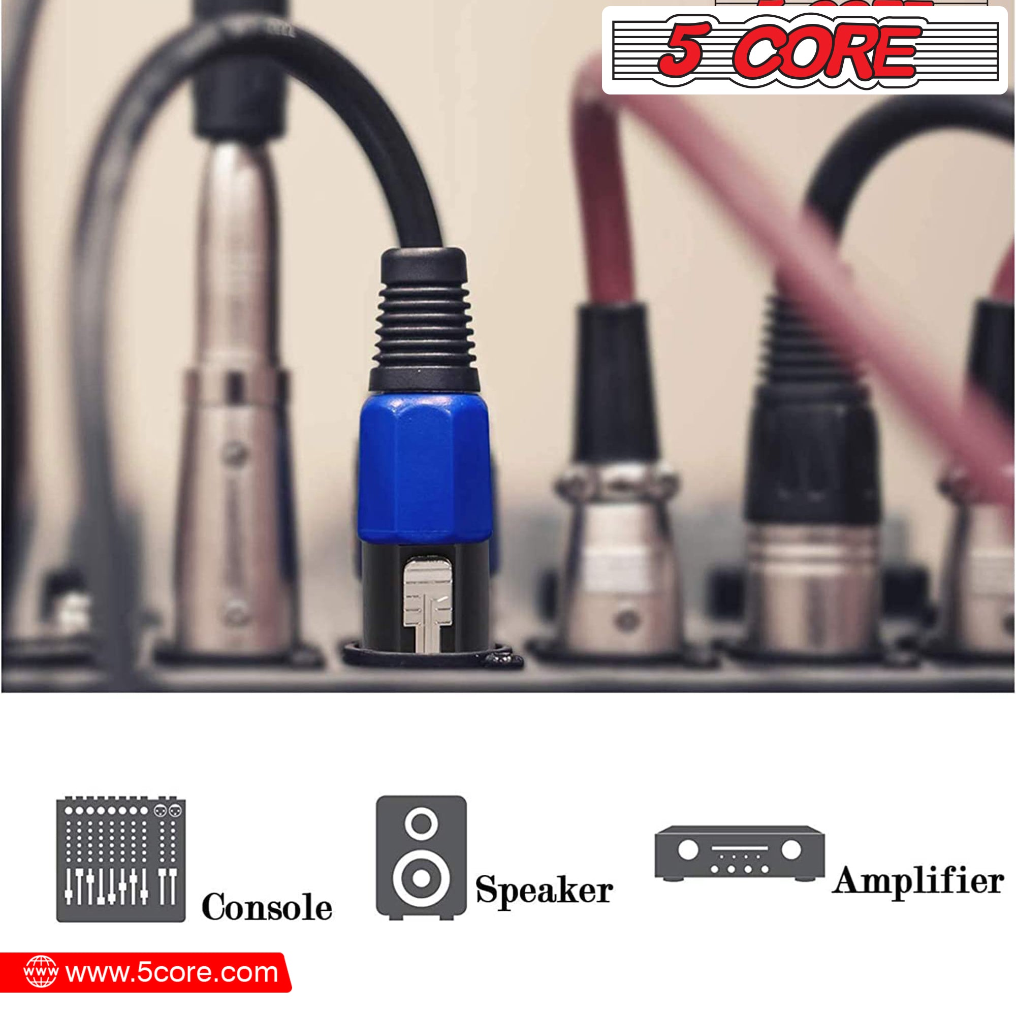 5 Core Speakon Audio Jack Male Audio Pin Speaker Adapter Connector Units - speakon 2 pcs