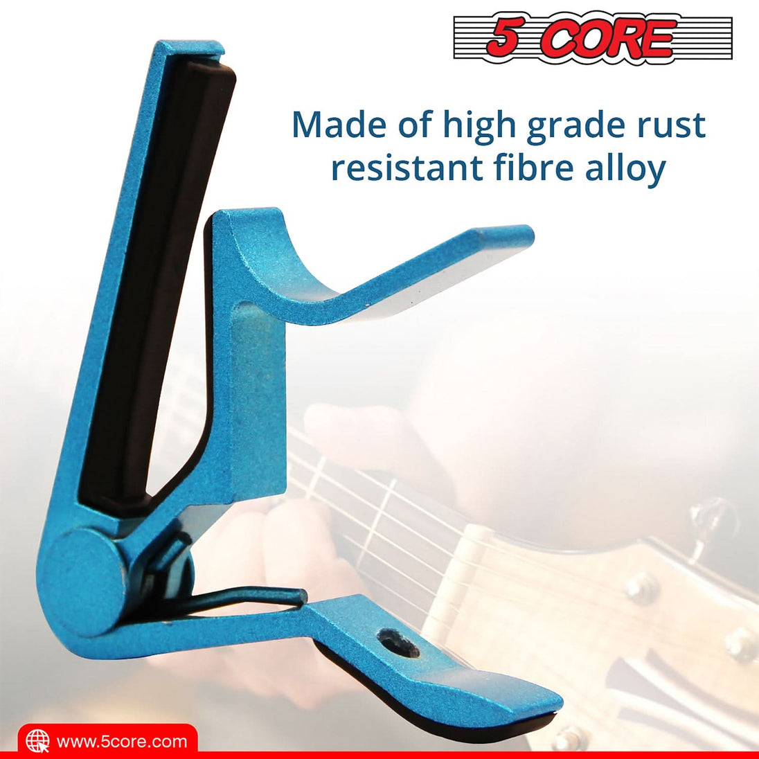 5 Core Clip Capo: Pair of capos for acoustic and electric guitars, ideal for versatile use.