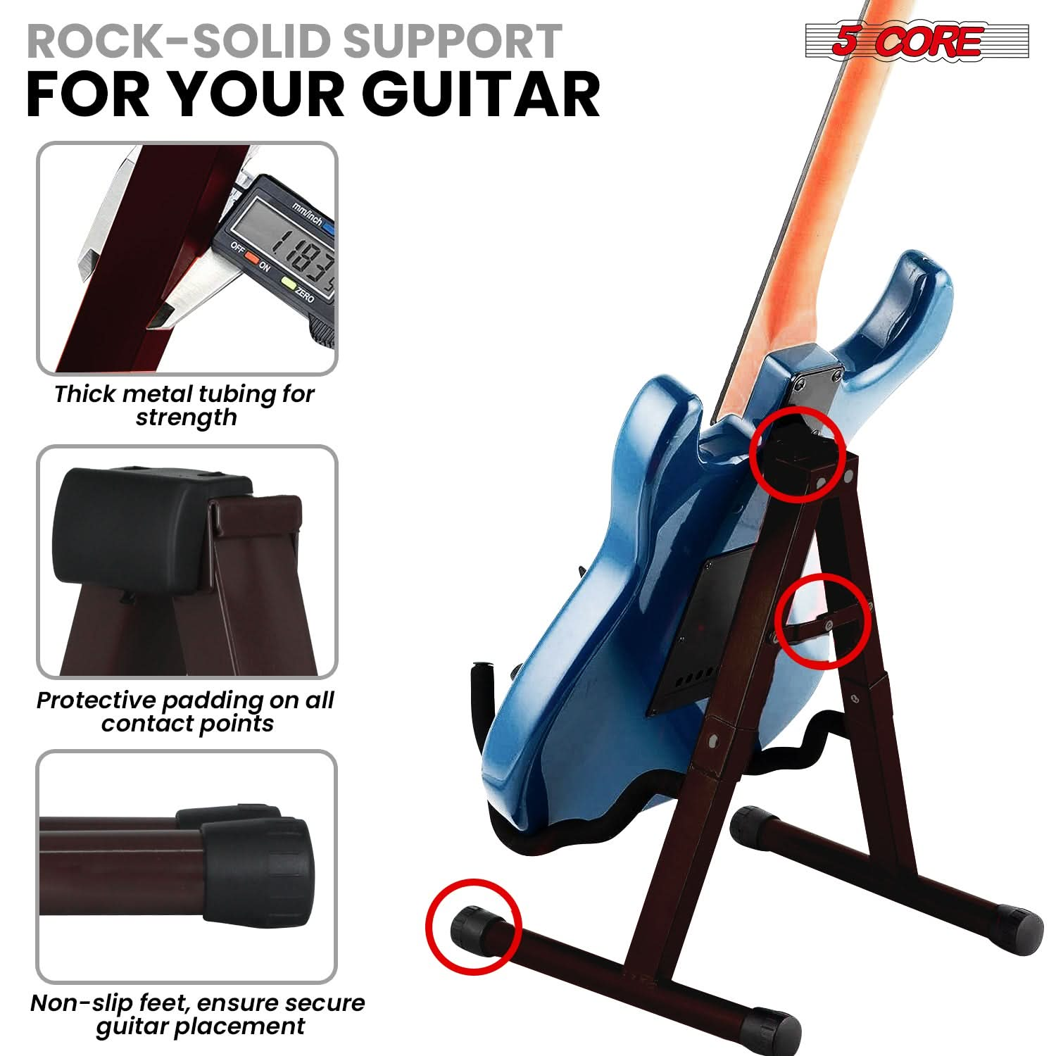 5Core Guitar Stand Floor A Frame Electric Acoustic Bass Soporte Para Guitarra