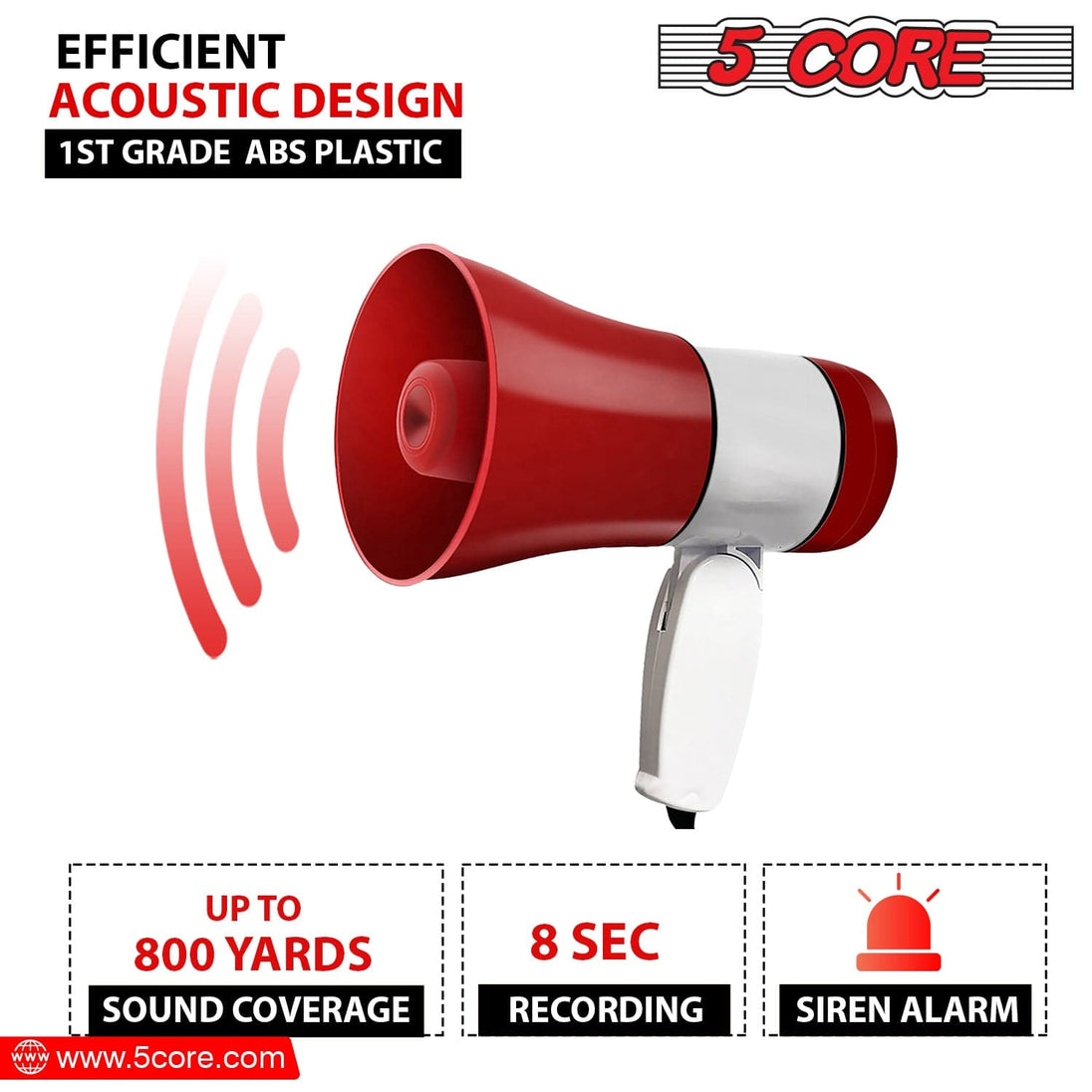 Mini megaphone with siren and loudspeaker for clear announcements.