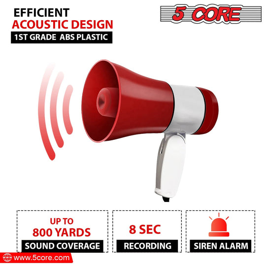 Mini megaphone with siren and loudspeaker for clear announcements.