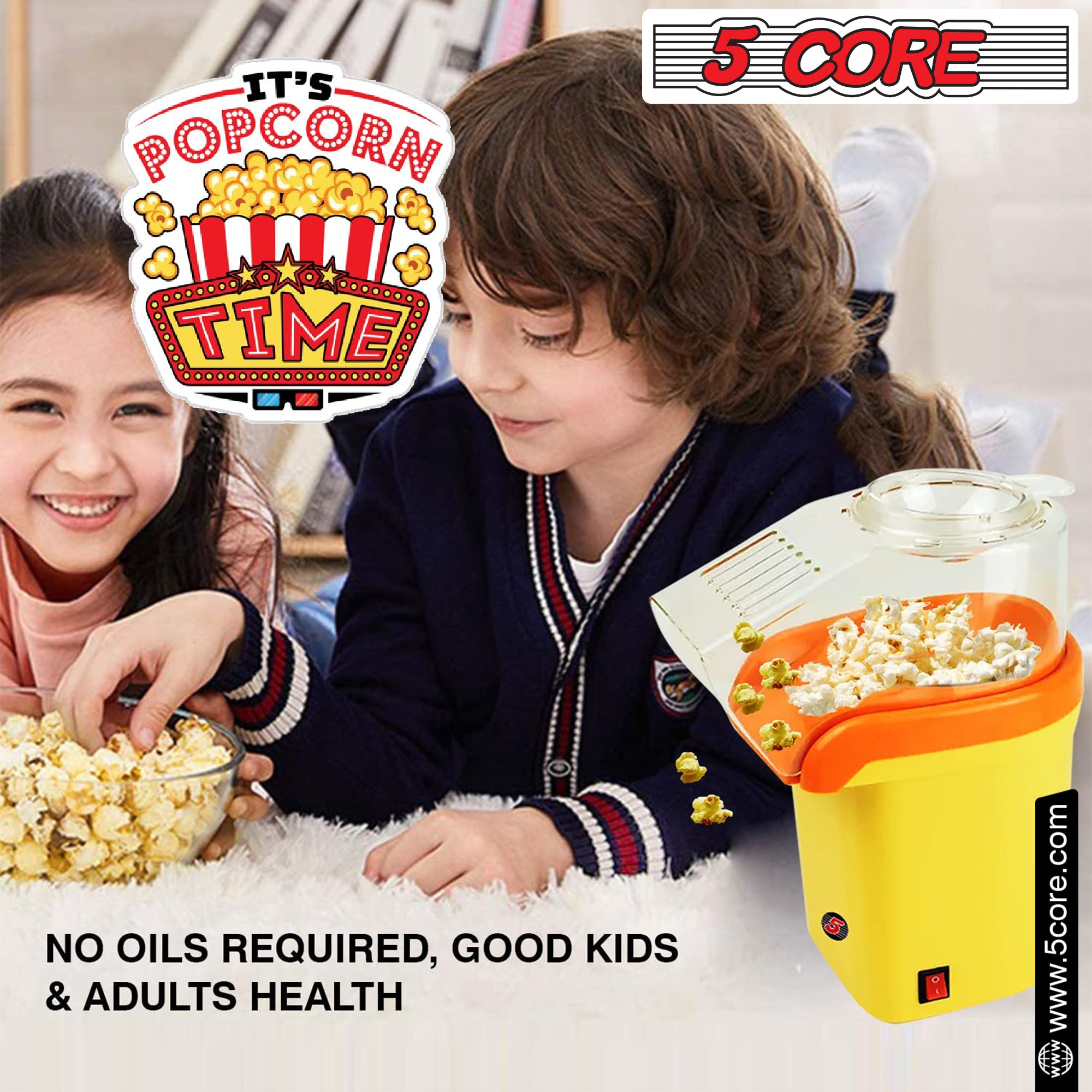 5 core popcorn popper maker no oils required, good kids and adults health.