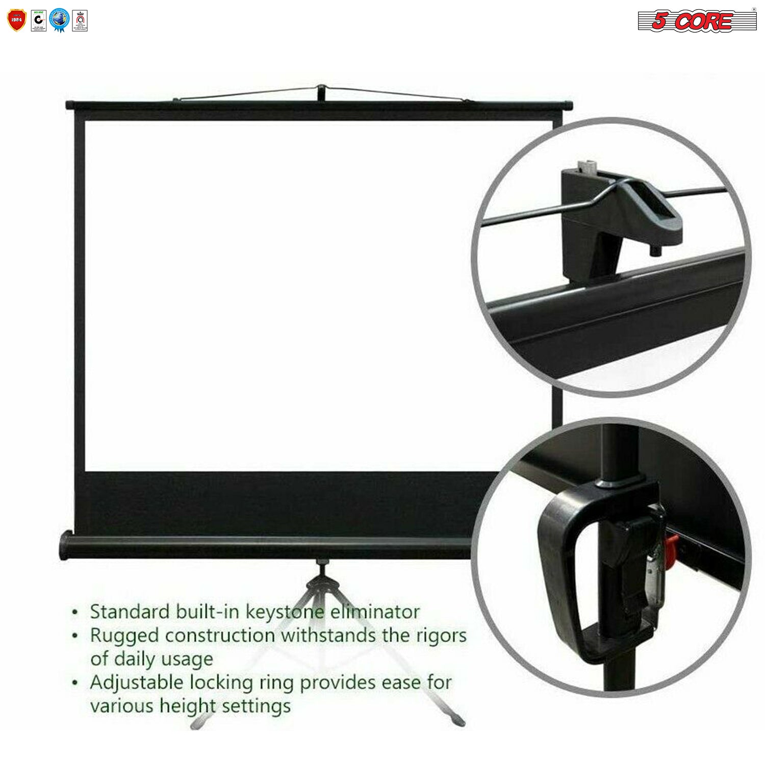 5 Core 72 inch Projection Screen 4:3 Foldable and Portable Anti-Crease Indoor Outdoor Projection Screen for Home, Party, Office -SCREEN TR 72 (4:3)