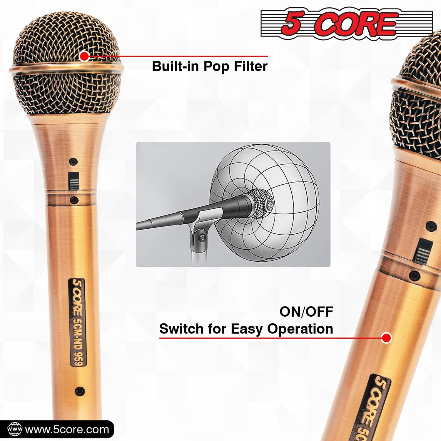 5Core XLR Microphone Dynamic Mic Karaoke Singing Studio Microfono Handheld Mics