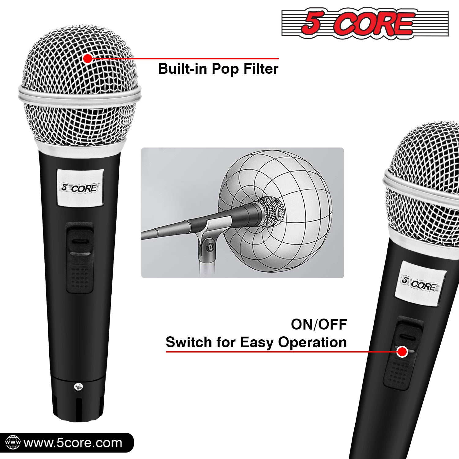 Cardioid Dynamic Microphone - 5Core PM 18 for Superior Sound