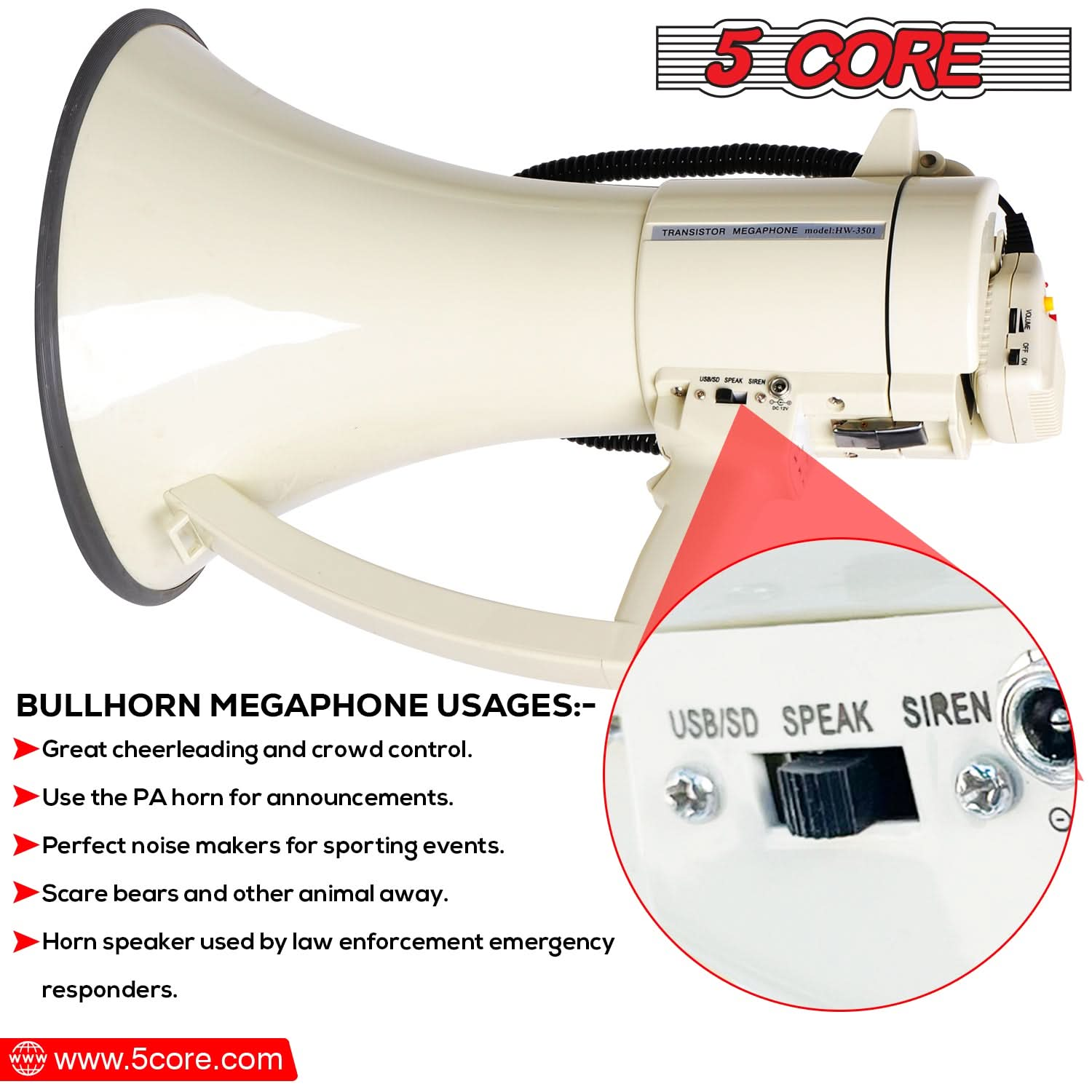 Cheer Megaphone outlet Bullhorn Loud Speaker 3501USB