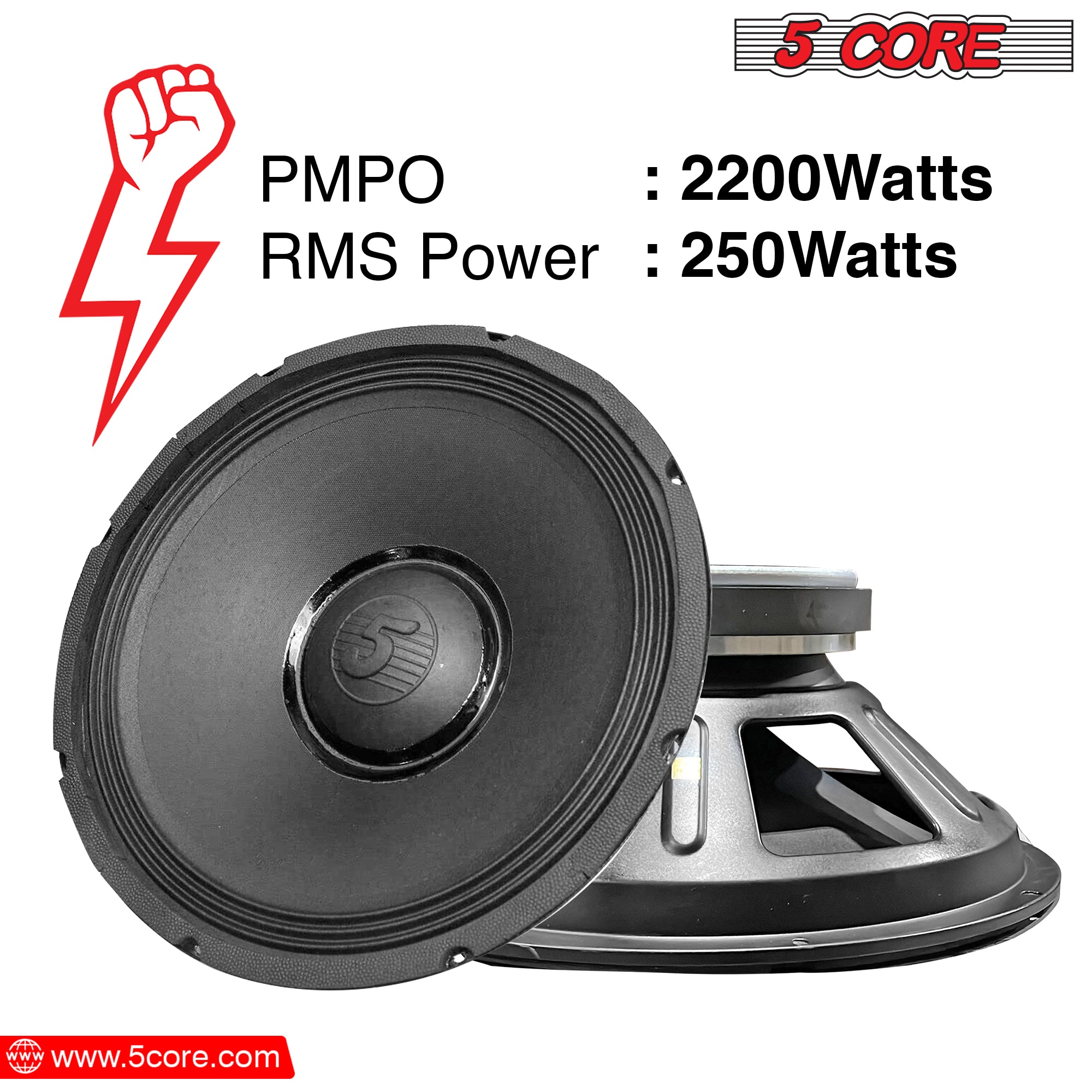 5 Core 15 Inch Subwoofers 2200W PMPO Raw Replacement Speaker 8 OHM Pro Audio Sub Woofer System Powerful Bass Surround Sound -15-185 MS 250W