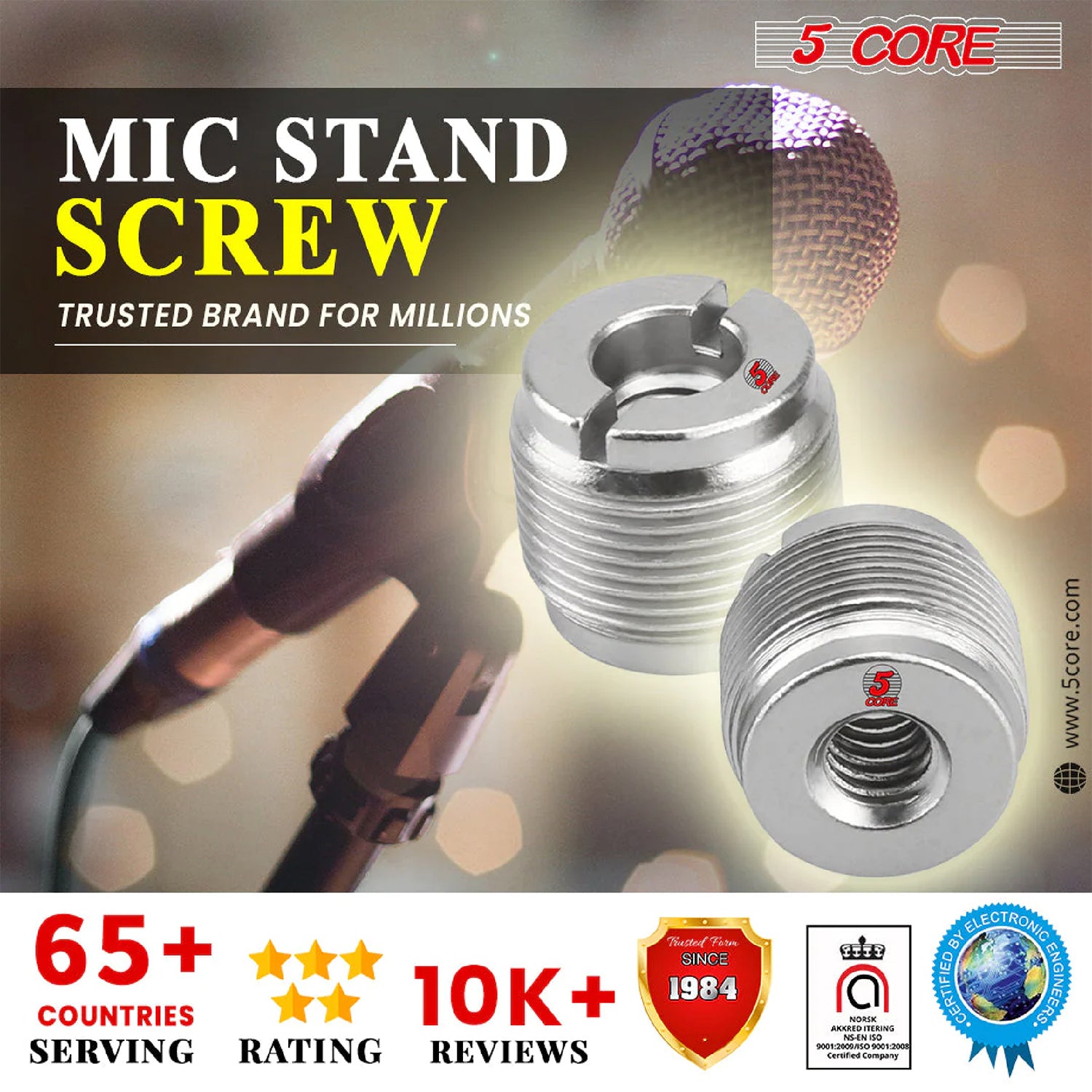 5 Core Mic Stand Adapter 12 Pieces 3/8 Female to 5/8 Male Screw Thread Conversion Connector