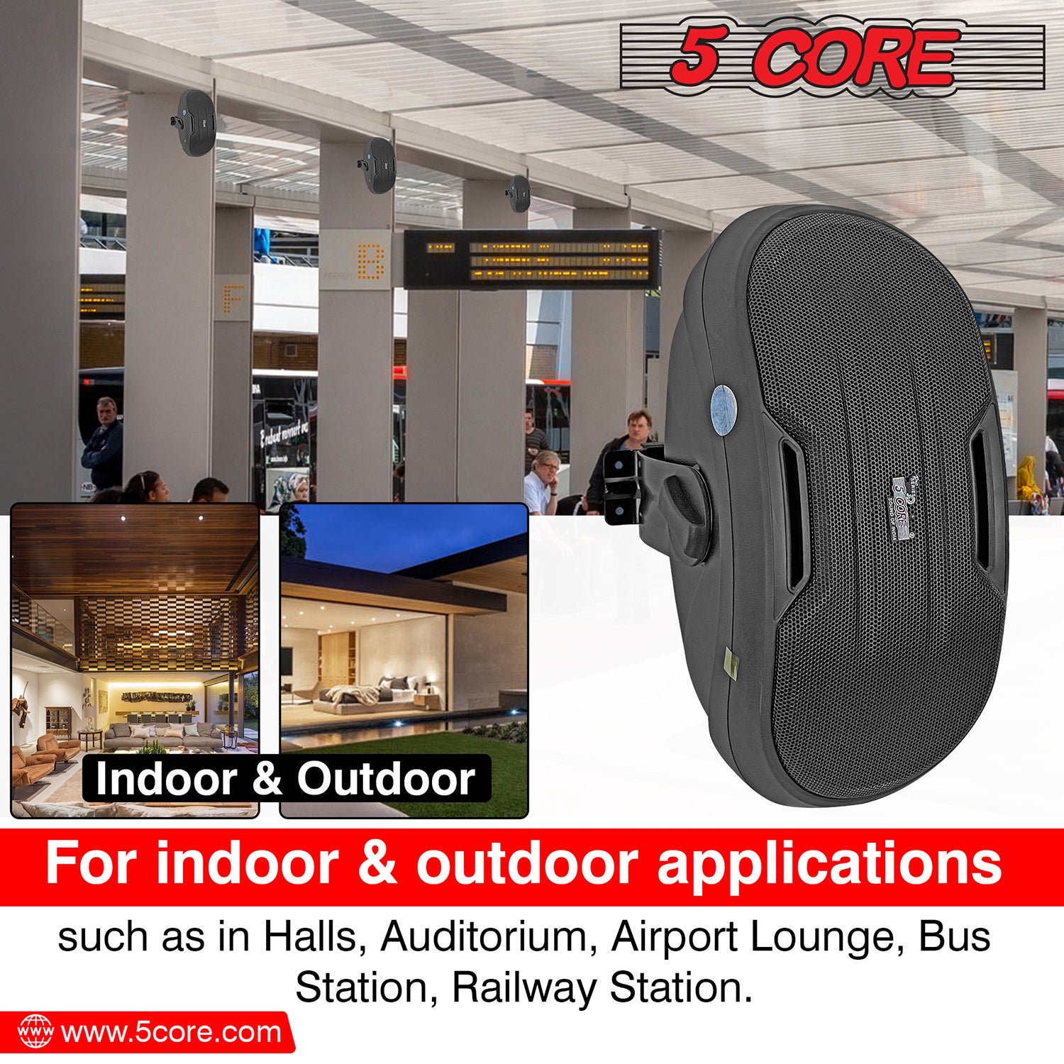 5Core Outdoor Wall Speakers 100W PMPO Ceiling Mount Speaker Heavy Duty ABS Enclosure