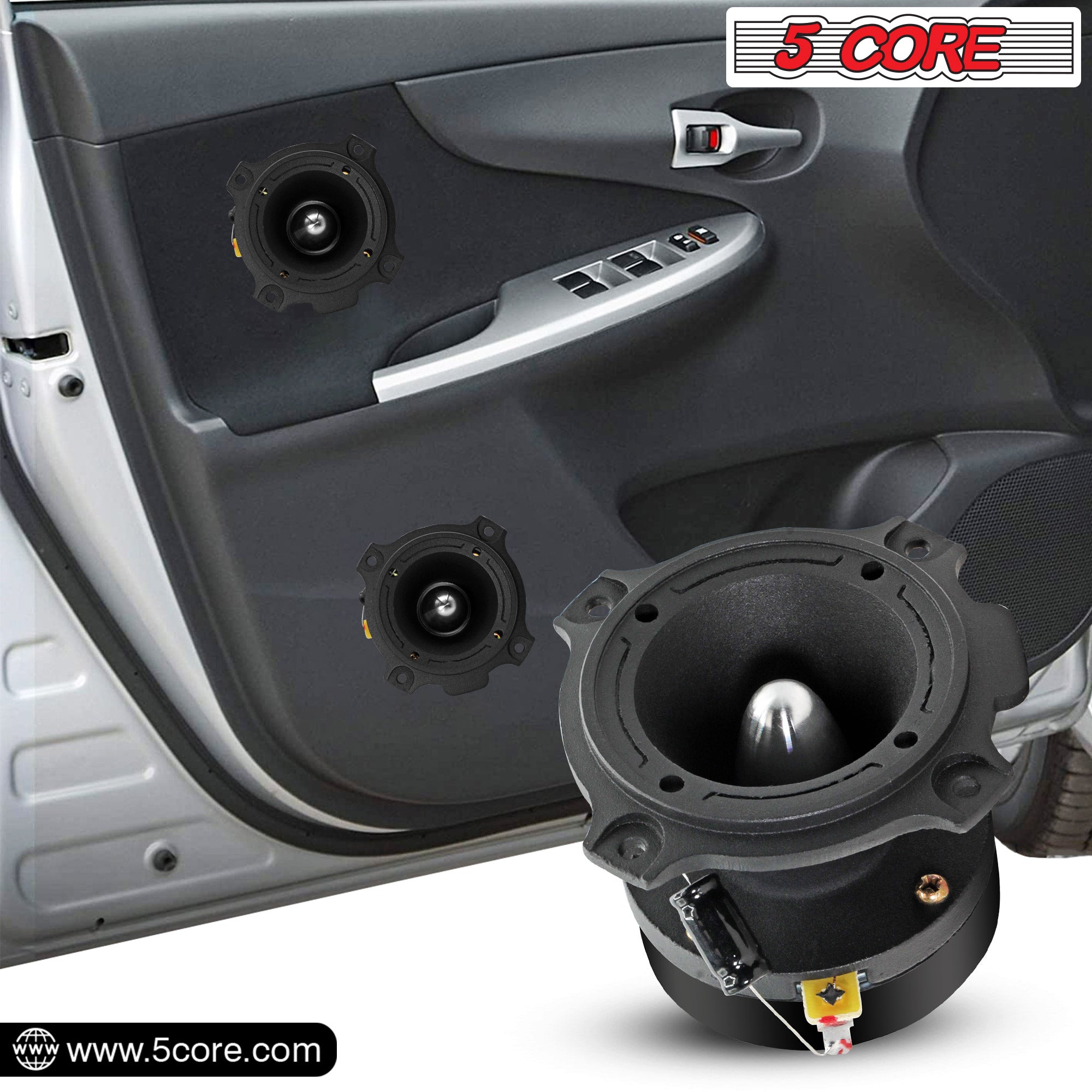 Enjoy the convenience of easy installation and exceptional audio quality with 5 Core Titanium Bullet Tweeters.