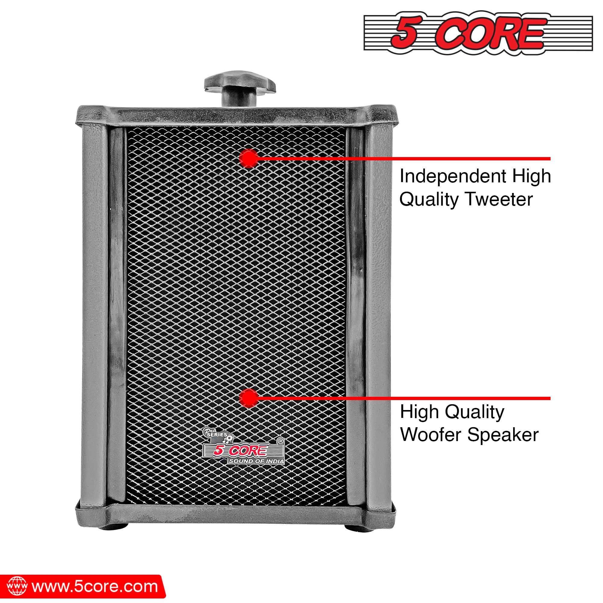 5 CORE 6x4 Inch In Wall Speaker Pair High Performance 10 Watt Outdoor Indoor Speaker with Effortless Mounting Swivel | All Weather Resistance | Stereo Sound for Home Theatre, Patio, Garden Grey 10T G 2PCS