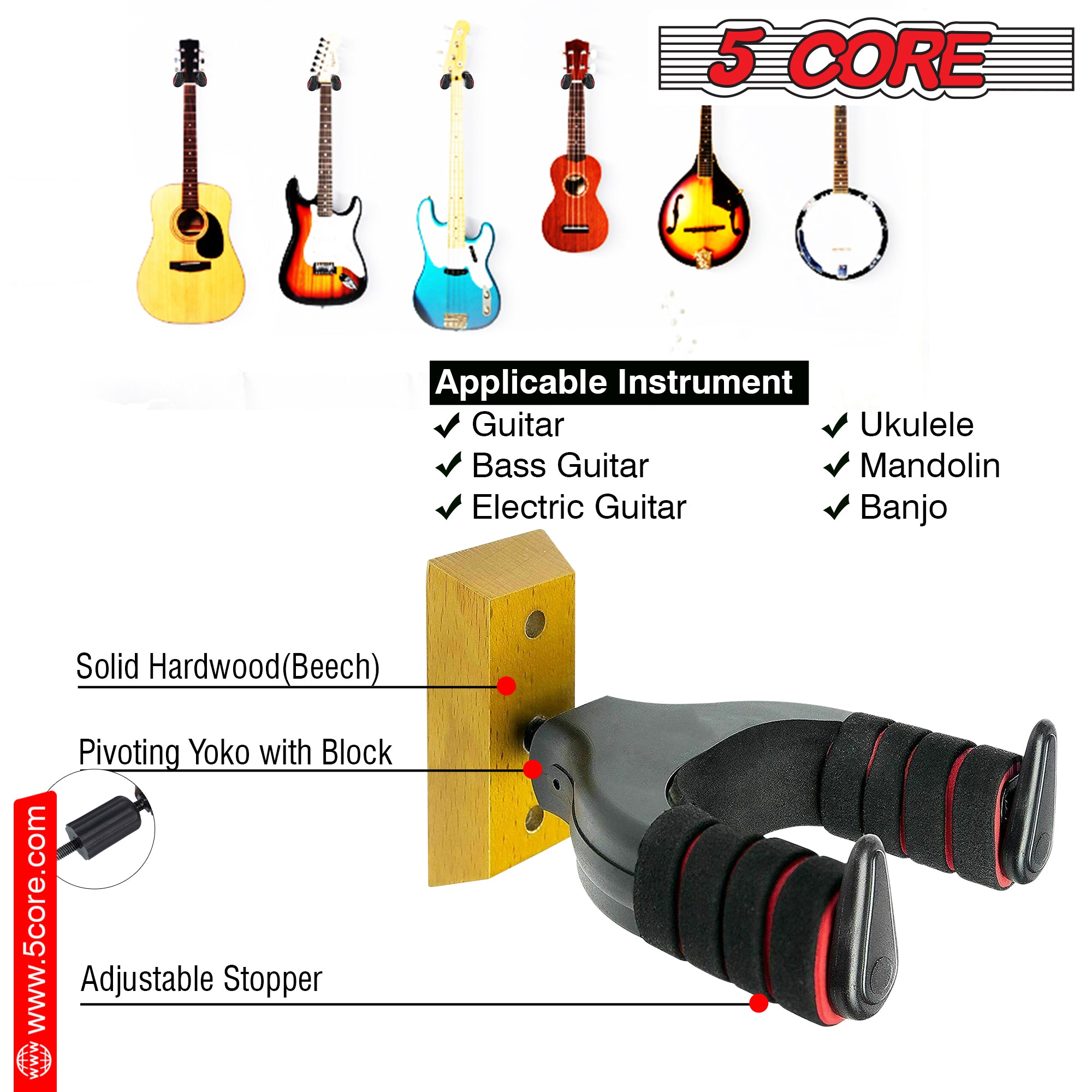 Wholesale 5-20pcs Guitar Hanger Holder Hook Wall Mount for Electric  Acoustic Guitars Strings Guitar Pick Guitar stand