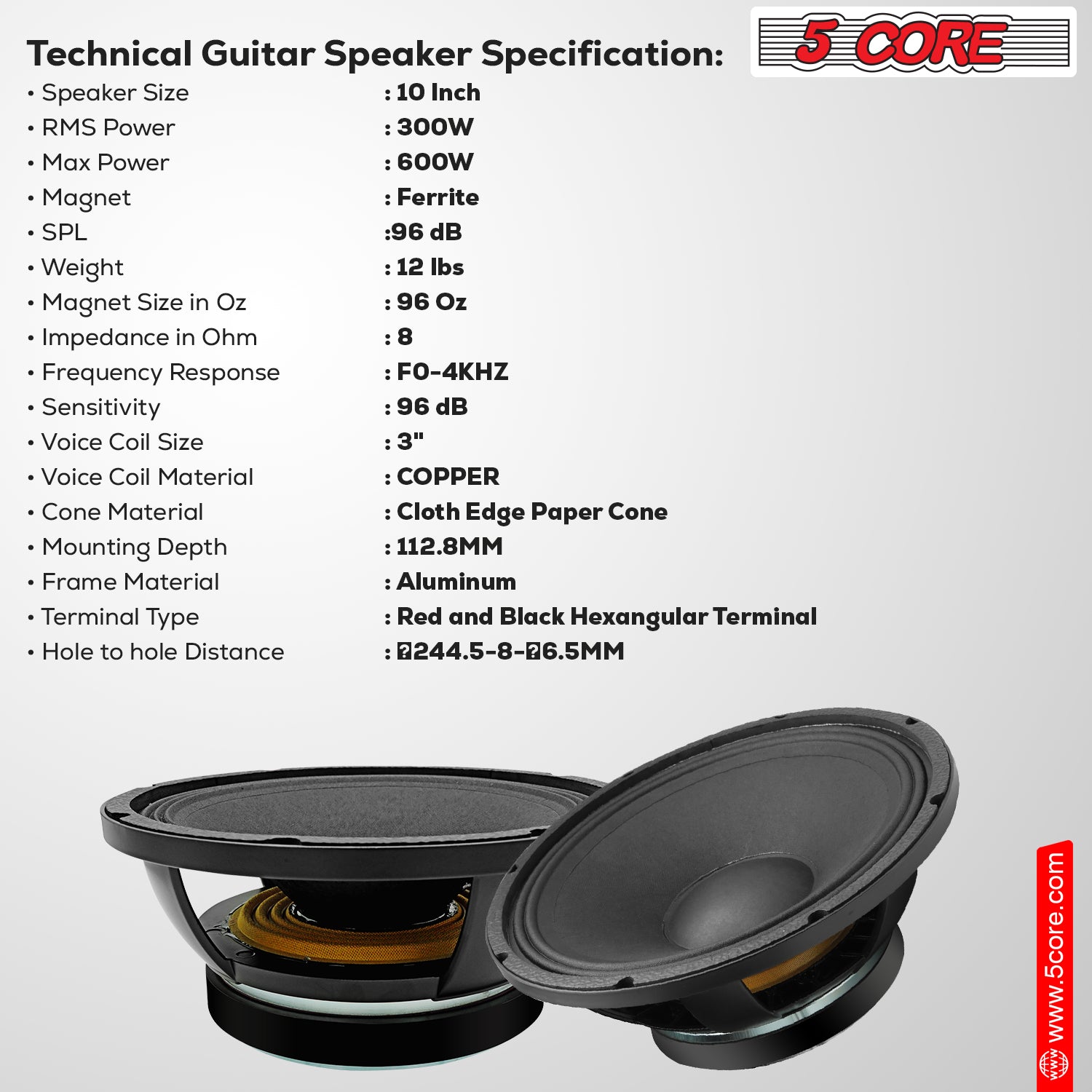 600W Peak Power Guitar Speaker Replacement by 5 Core
