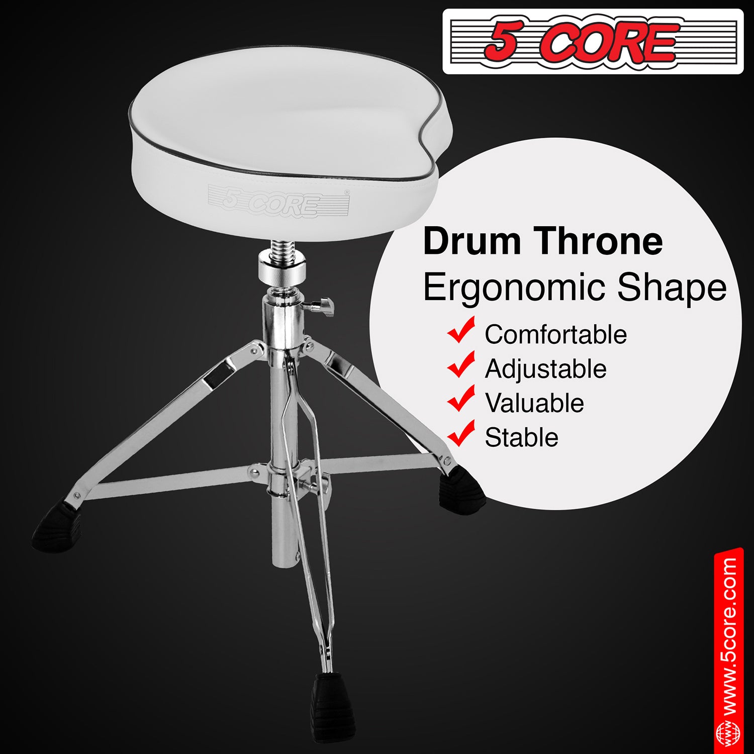 5 Core Heavy-Duty Music Stool: Sturdy construction with cushioned seat, suitable for long sessions.