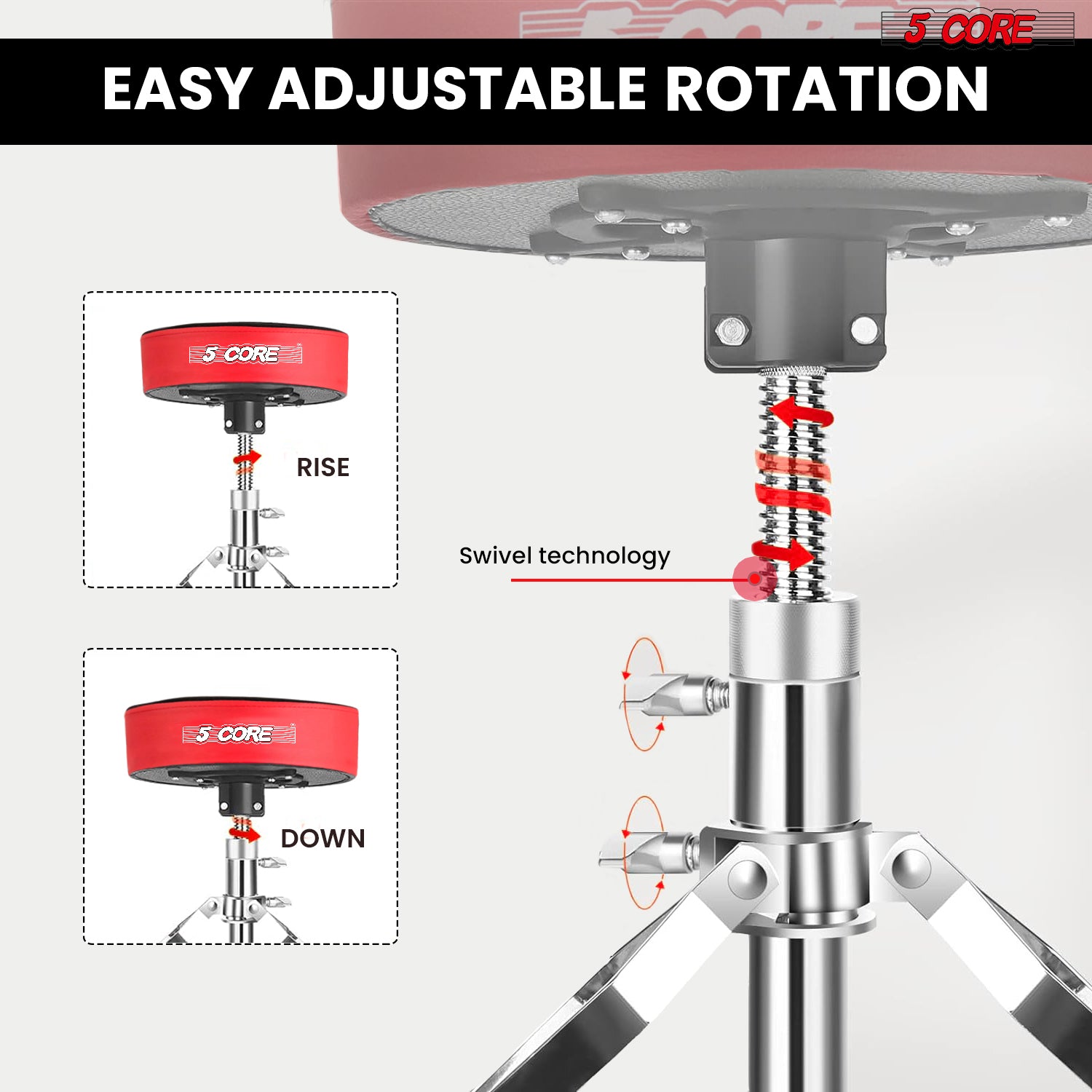 Heavy-duty drum throne with height adjustment for optimal playing posture
