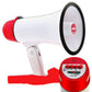 5 Core Megaphone Speakers Amplifier White-Red | 10W Cheer Megaphone with Recording, Volume Control, and Siren Alarm| Battery Operated and Foldable Handle | Bullhorn Speaker with Strap- 6R