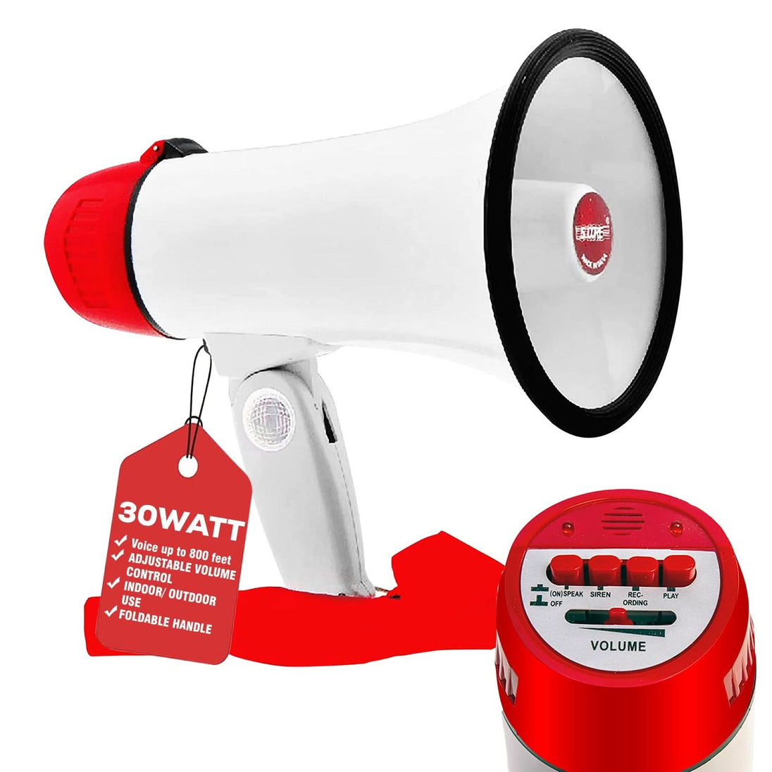 5Core Megaphone with siren, mini bullhorn, and loudspeaker 800 feet range.