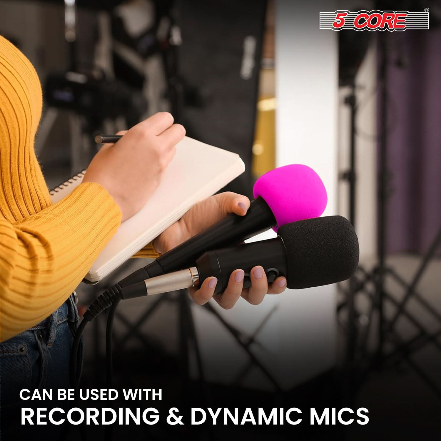 5Core Microphone Cover • Soft Foam Mic Windscreen • Windproof Sponge for Handheld Mic 1/10/25/50 Pc