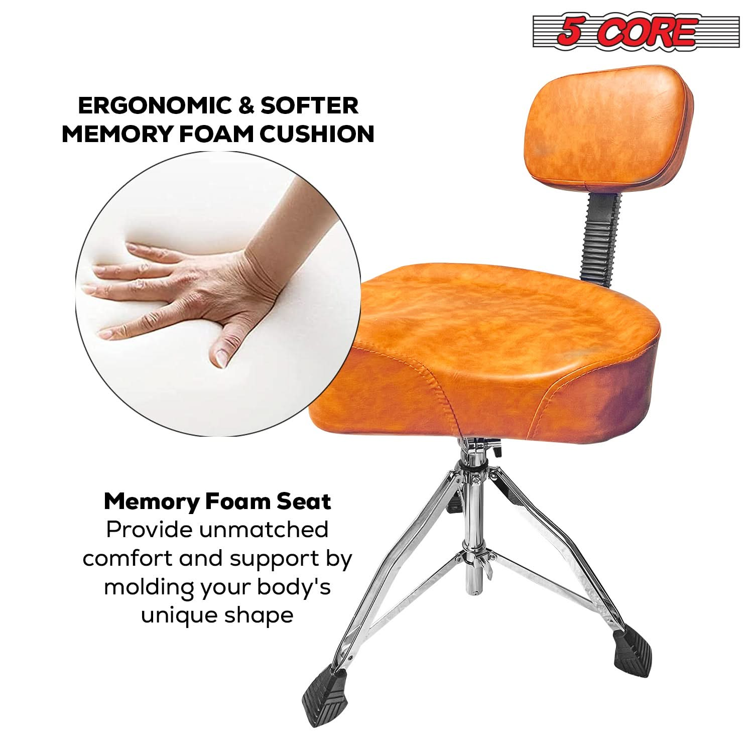 Comfortable memory foam cushion in our music chair