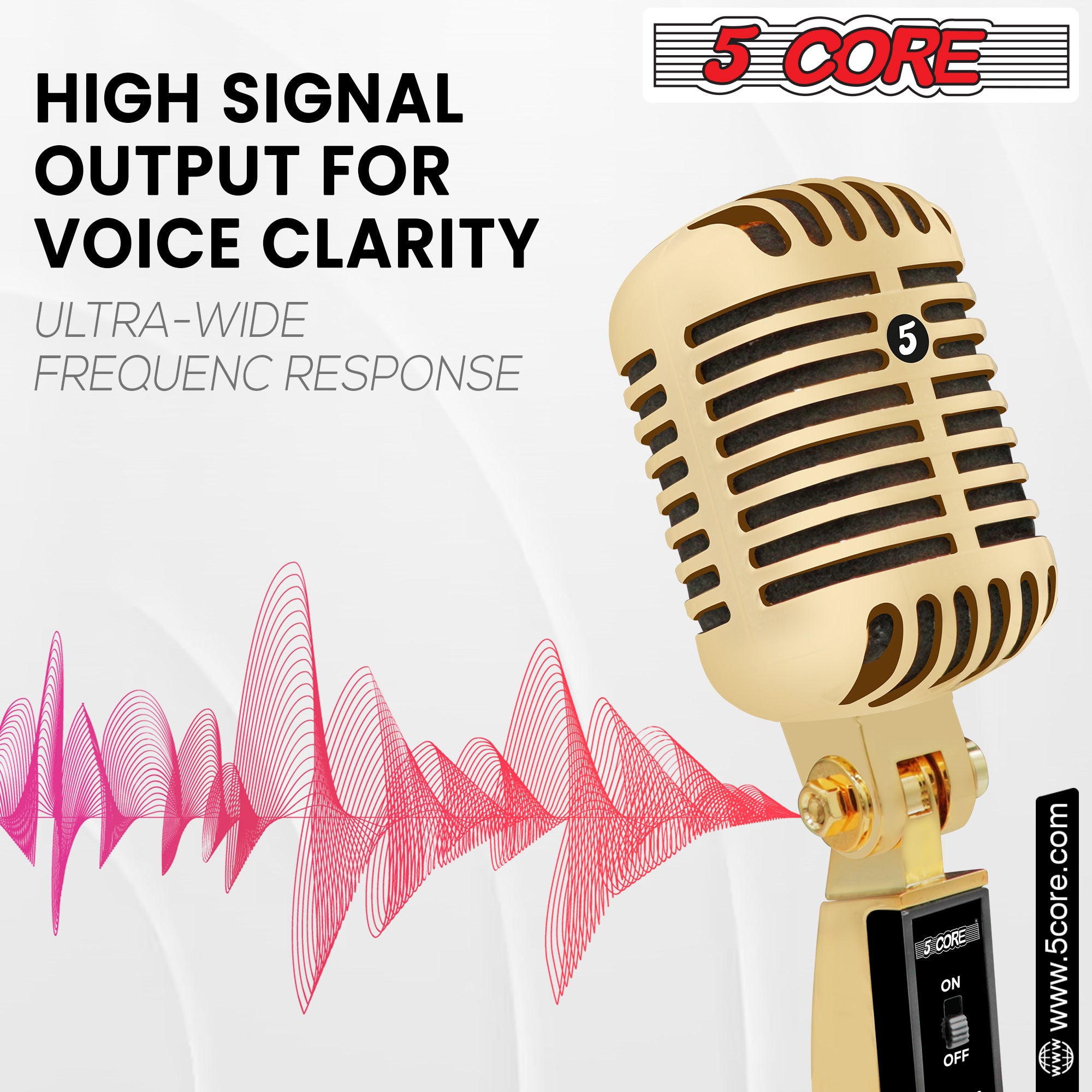 5Core Professional Vintage Microphone for Singing Dynamic Super Cardiod XLR Old Retro Wired Vocal Mic