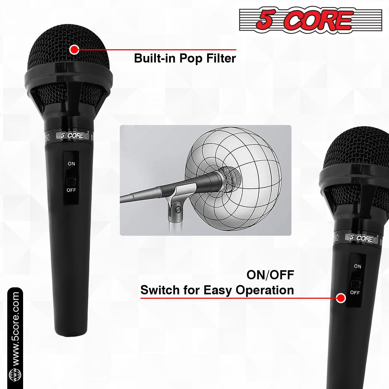 5 Core Microphone For Singing Karaoke Mic XLR Microfono Dynamic Cardioid Unidirectional