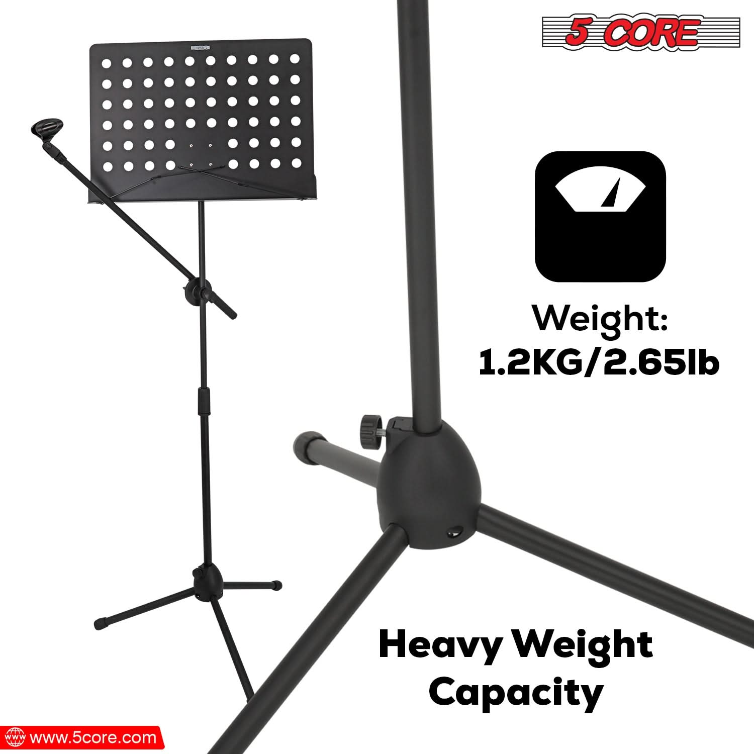 5Core Handheld Dynamic Microphone + Tripod Sheet Music Stand With Mic Holder