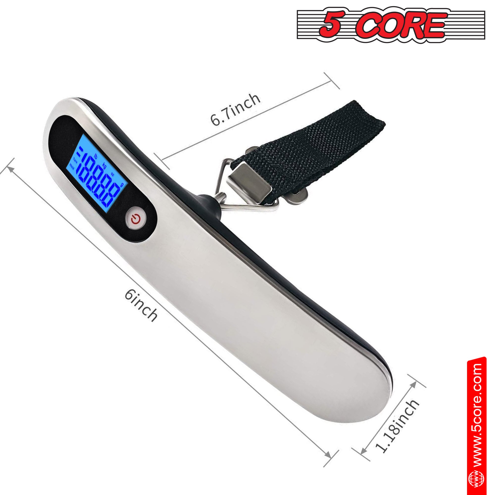 5 Core Luggage Scale 110lbs Capacity Digital Travel Weight Scale • Hanging Baggage Weighing Machine