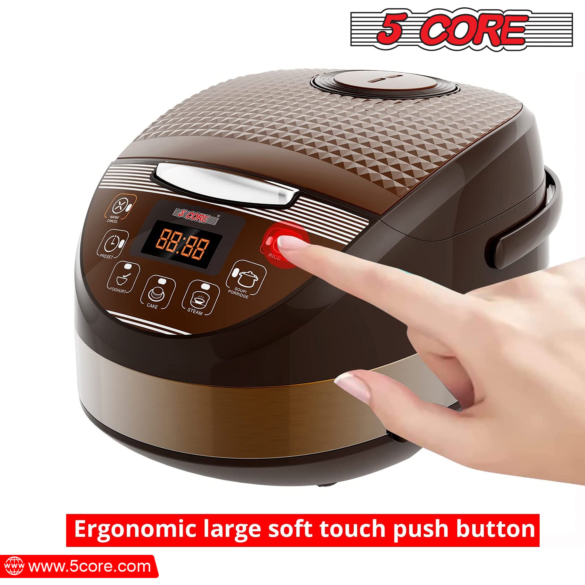 Ergonomic large soft touch push button