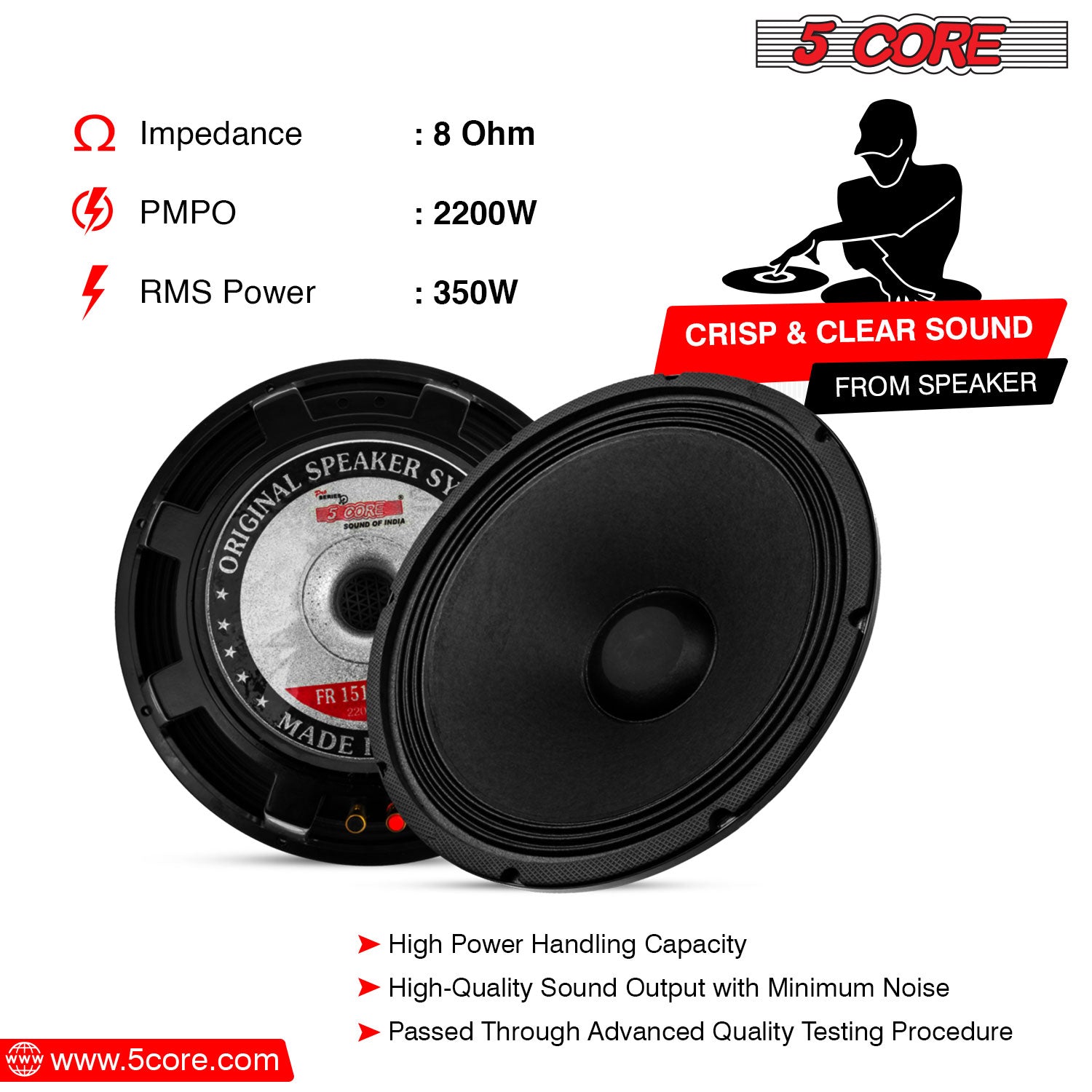 Crisp & Clear Sound from 15 Inch Subwoofer