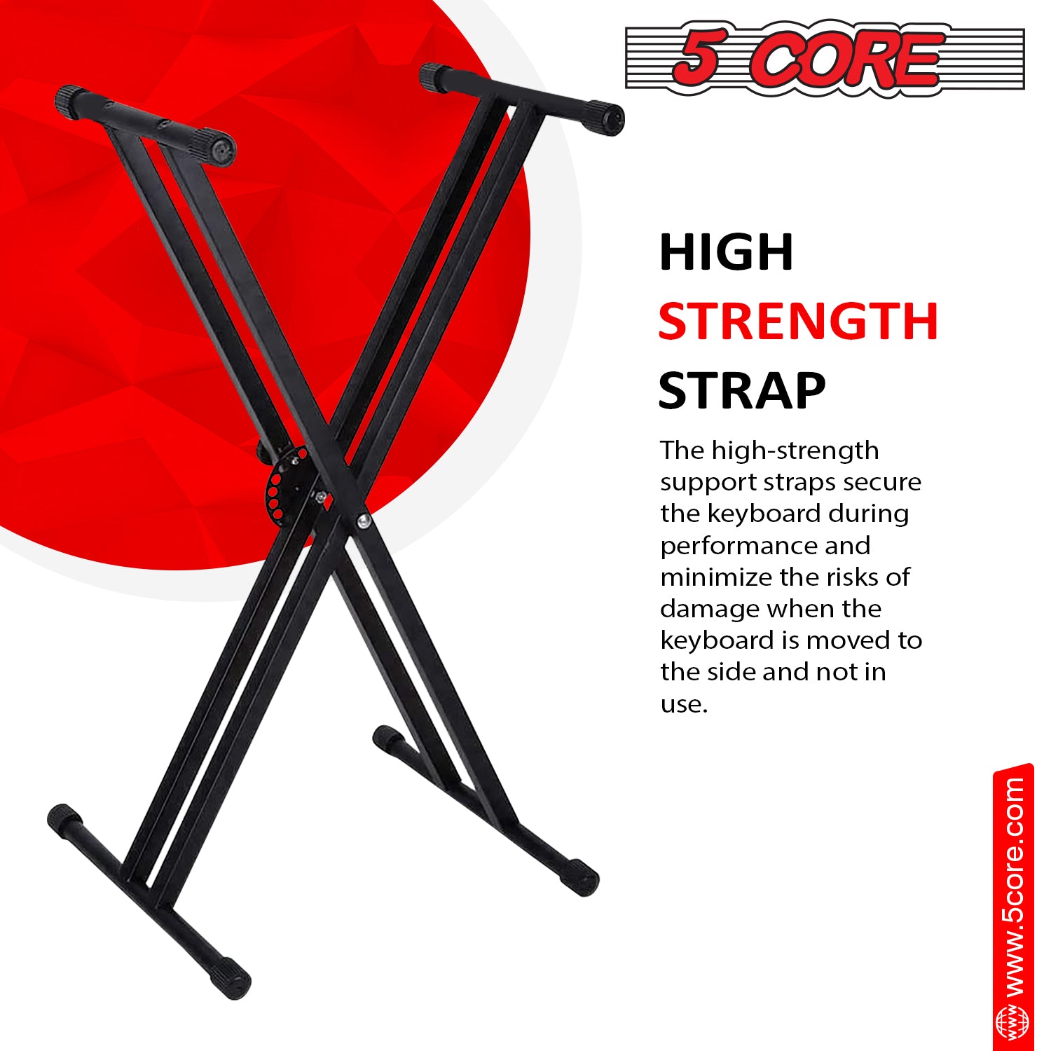 5 Core Keyboard Stand Riser • Double Braced X Style Adjustable Width and Height Keyboard Holder