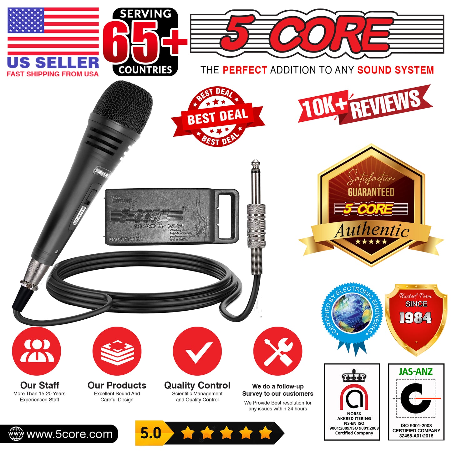 5 Core Microphone Pro Neodymium Dynamic Mic XLR Audio Cardiod Vocal Karaoke ND 3200X