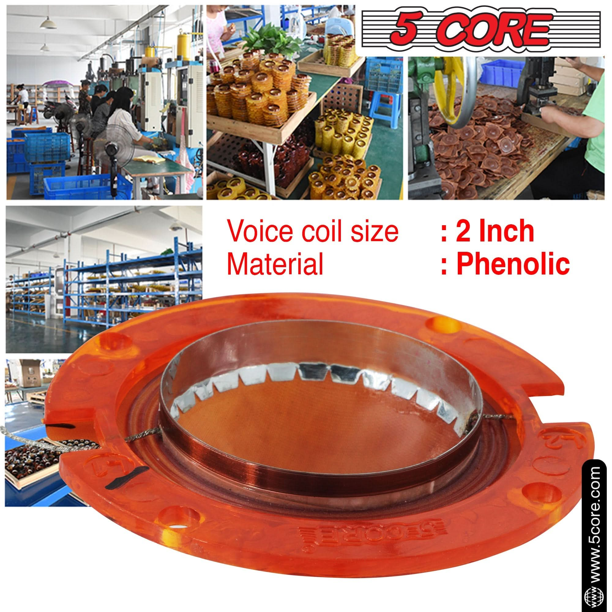 5 Core Voice Coil Diaphragm • Phenolic 2" Voice Coils • for Compression Horn Driver