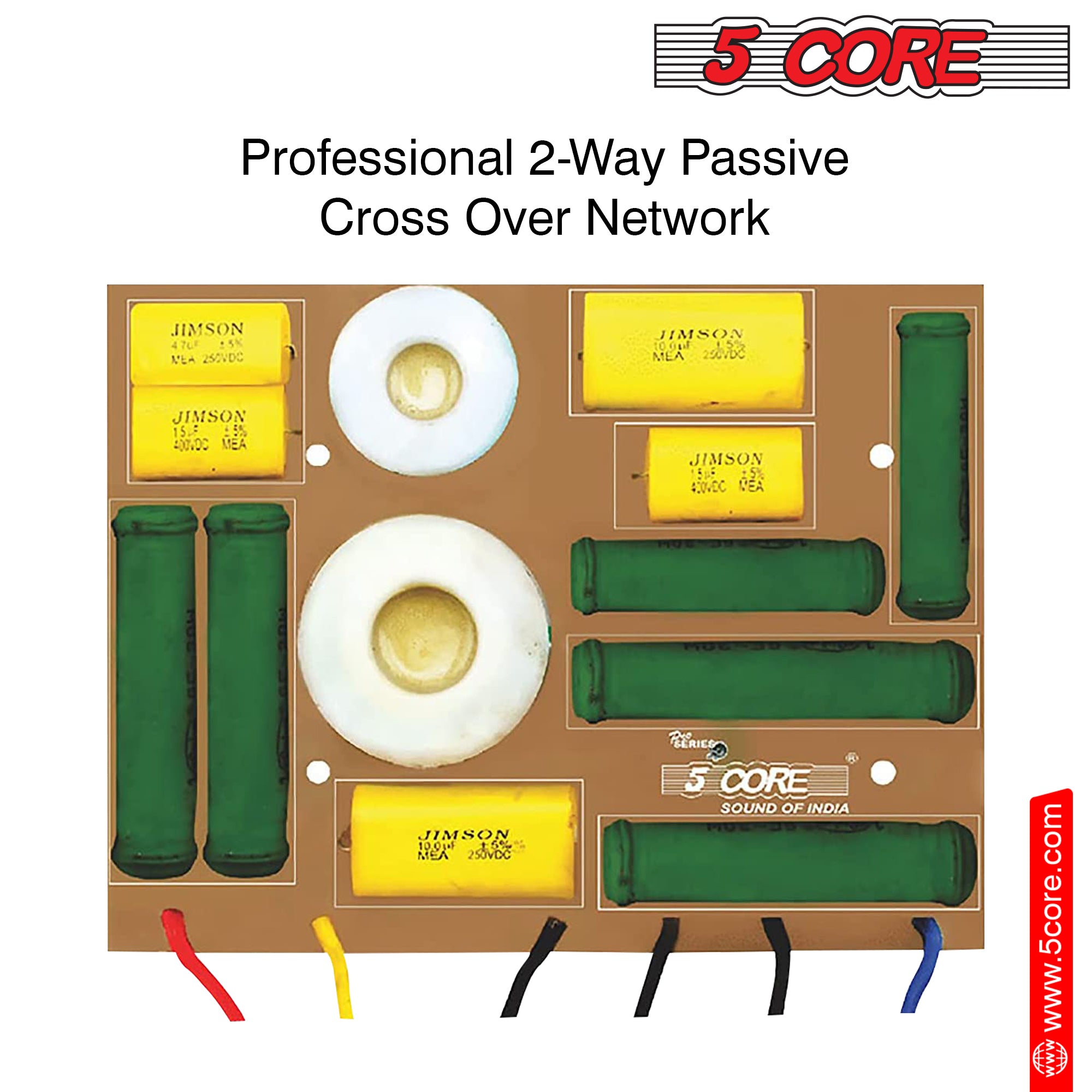 5 Core Professional 2 Way Passive Crossover Network High Performance & Low Resistance Air Core Coil